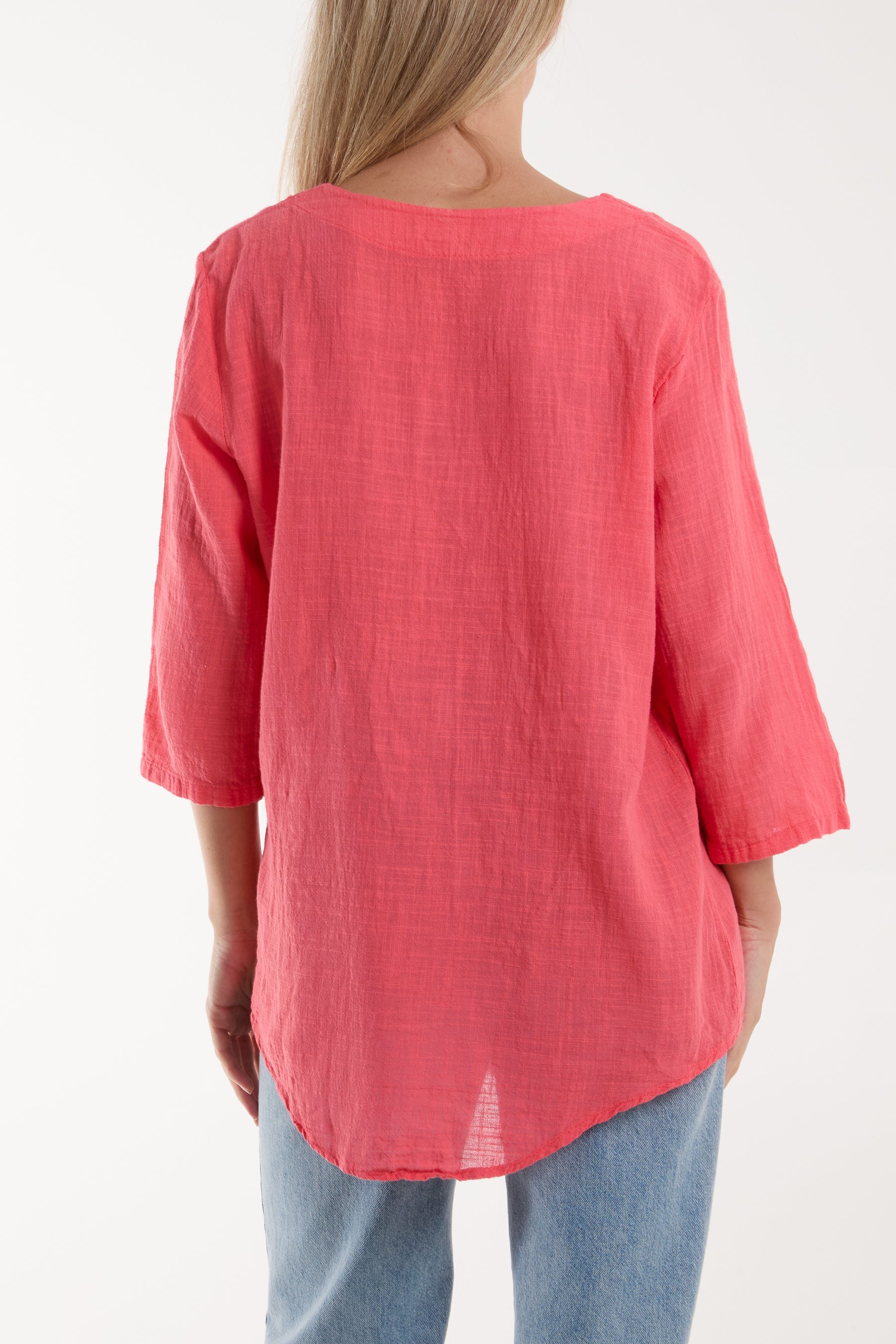 Front Button Cotton Washed Top Tops WearAll