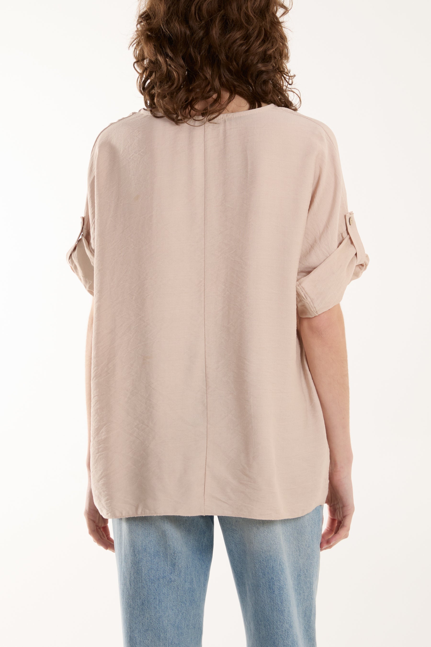 Two Button Front Knot Short Sleeve Top Tops WearAll