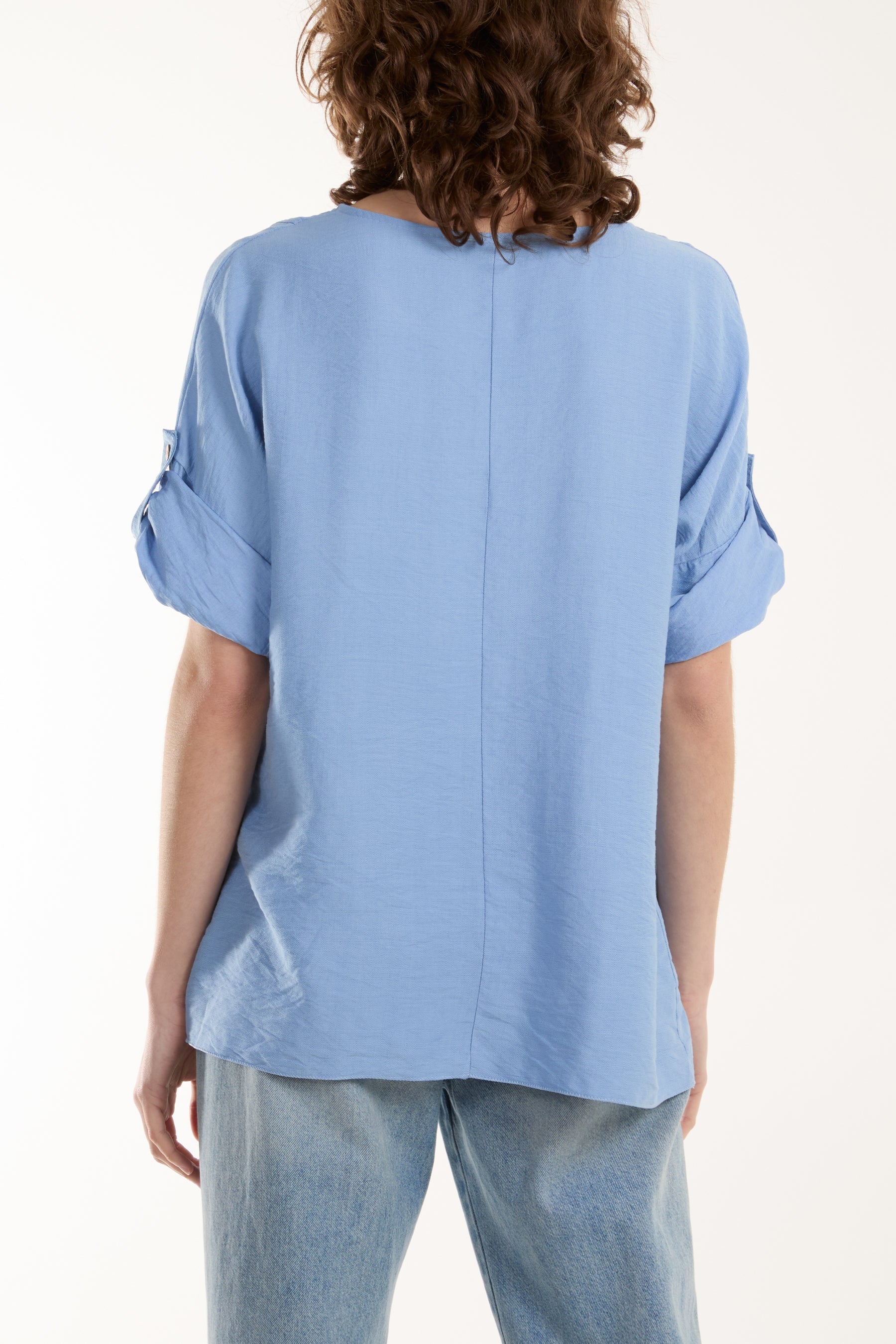 Two Button Front Knot Short Sleeve Top Tops WearAll