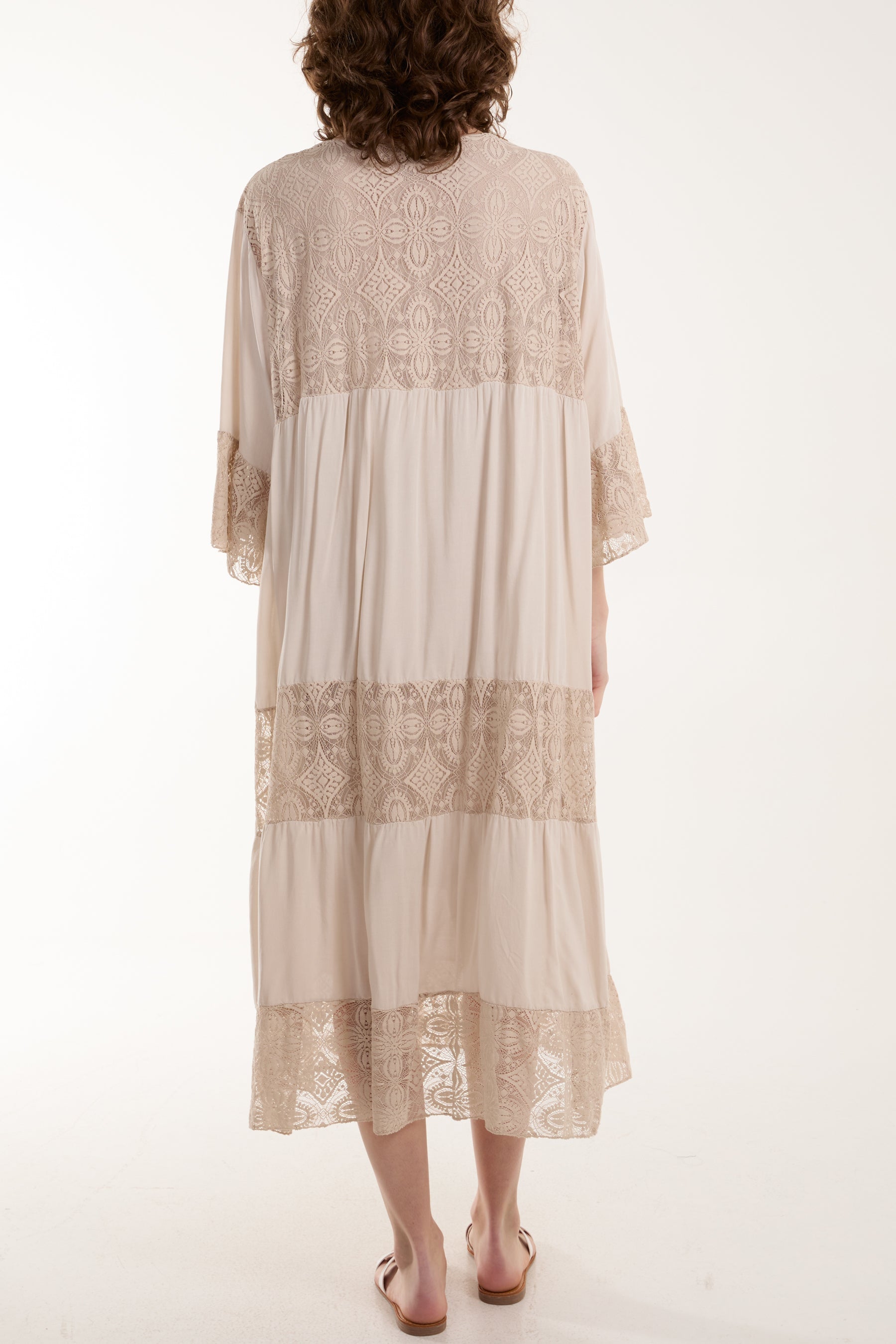 Lace Smock Tiered Midi Dress Dresses WearAll