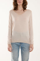 Acid Wash Shimmer Edge Fine Jumper Jumpers WearAll Beige One Size