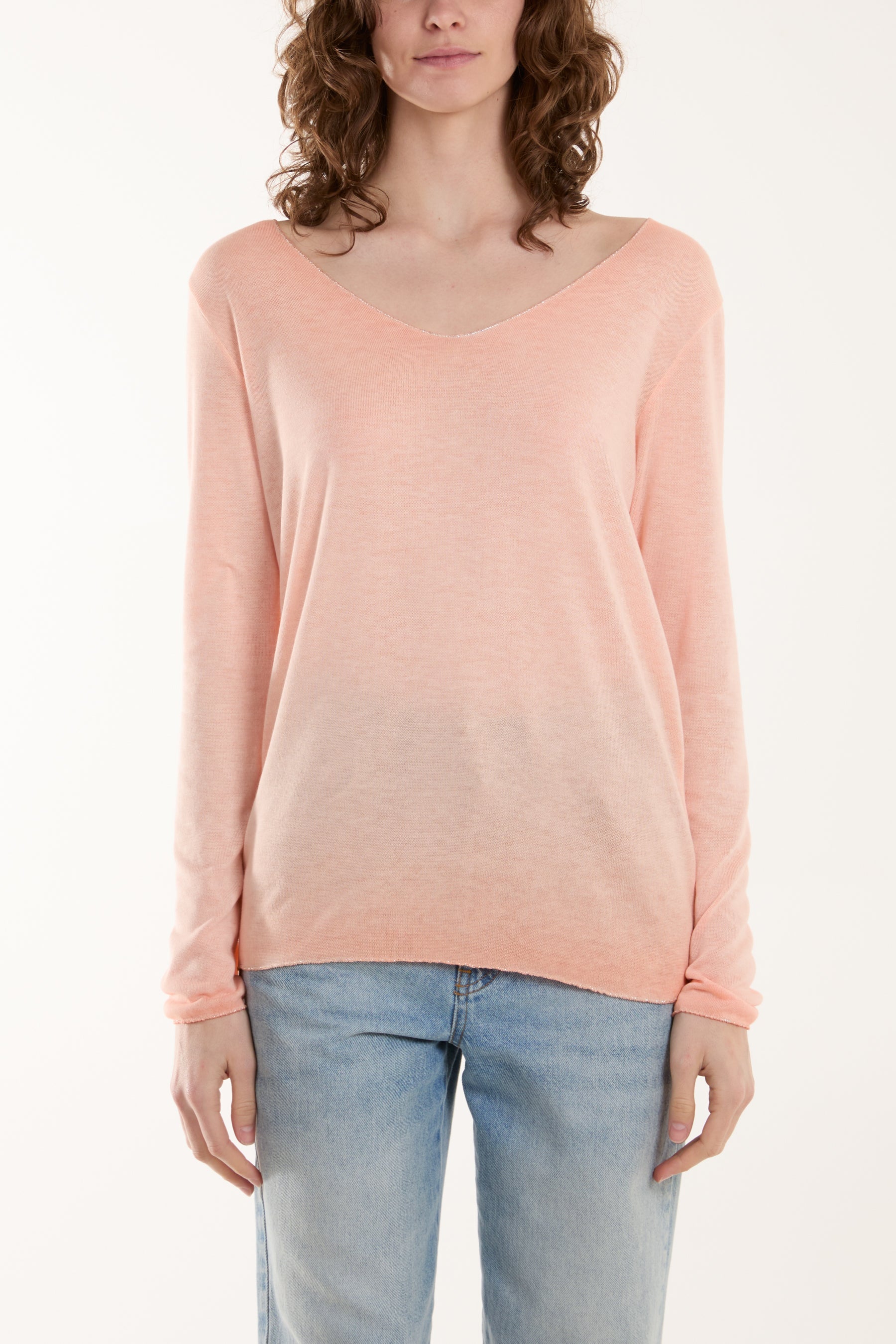 Acid Wash Shimmer Edge Fine Jumper Jumpers WearAll Orange One Size