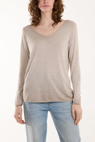 Acid Wash Shimmer Edge Fine Jumper Jumpers WearAll Mocha One Size
