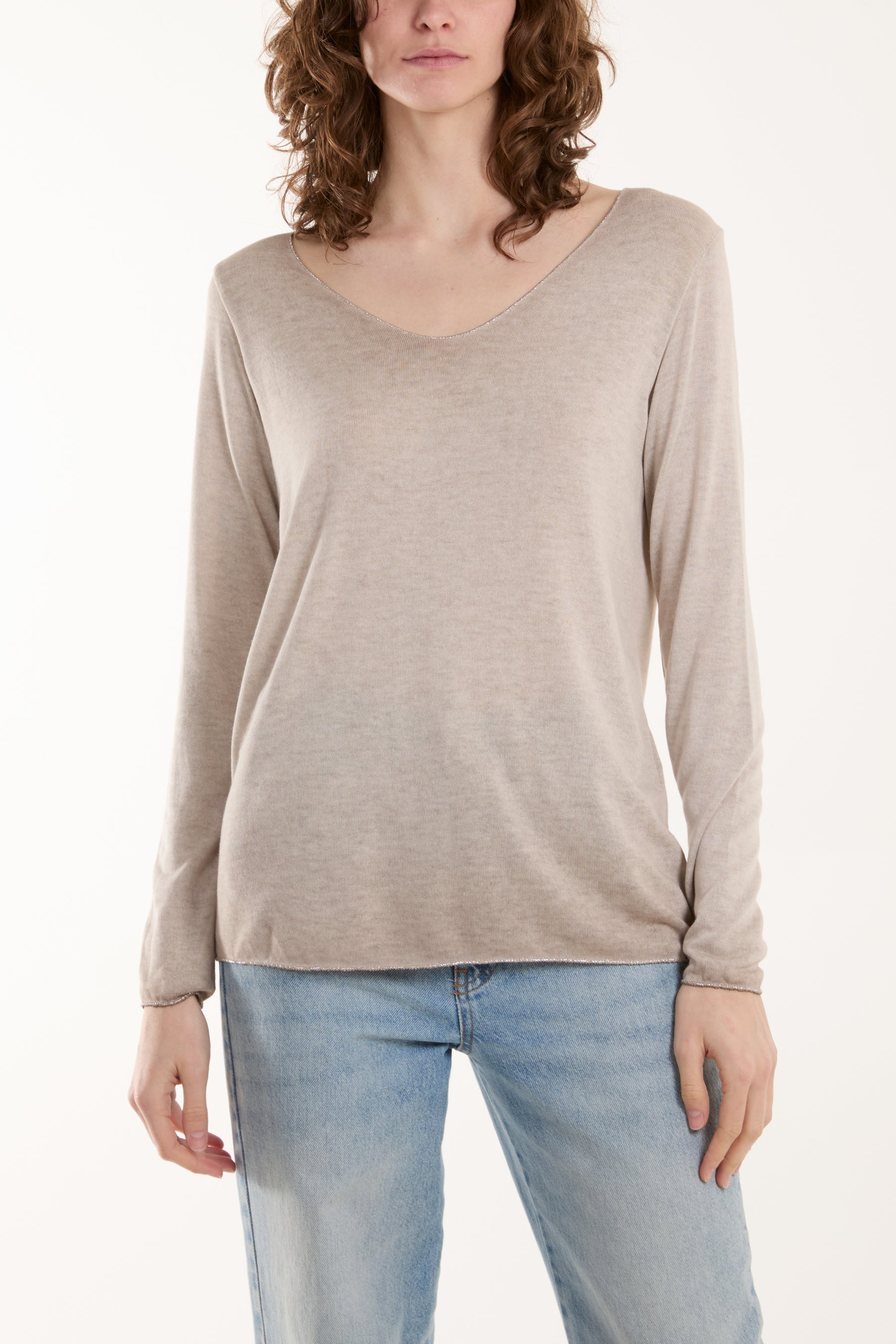 Acid Wash Shimmer Edge Fine Jumper Jumpers WearAll Mocha One Size