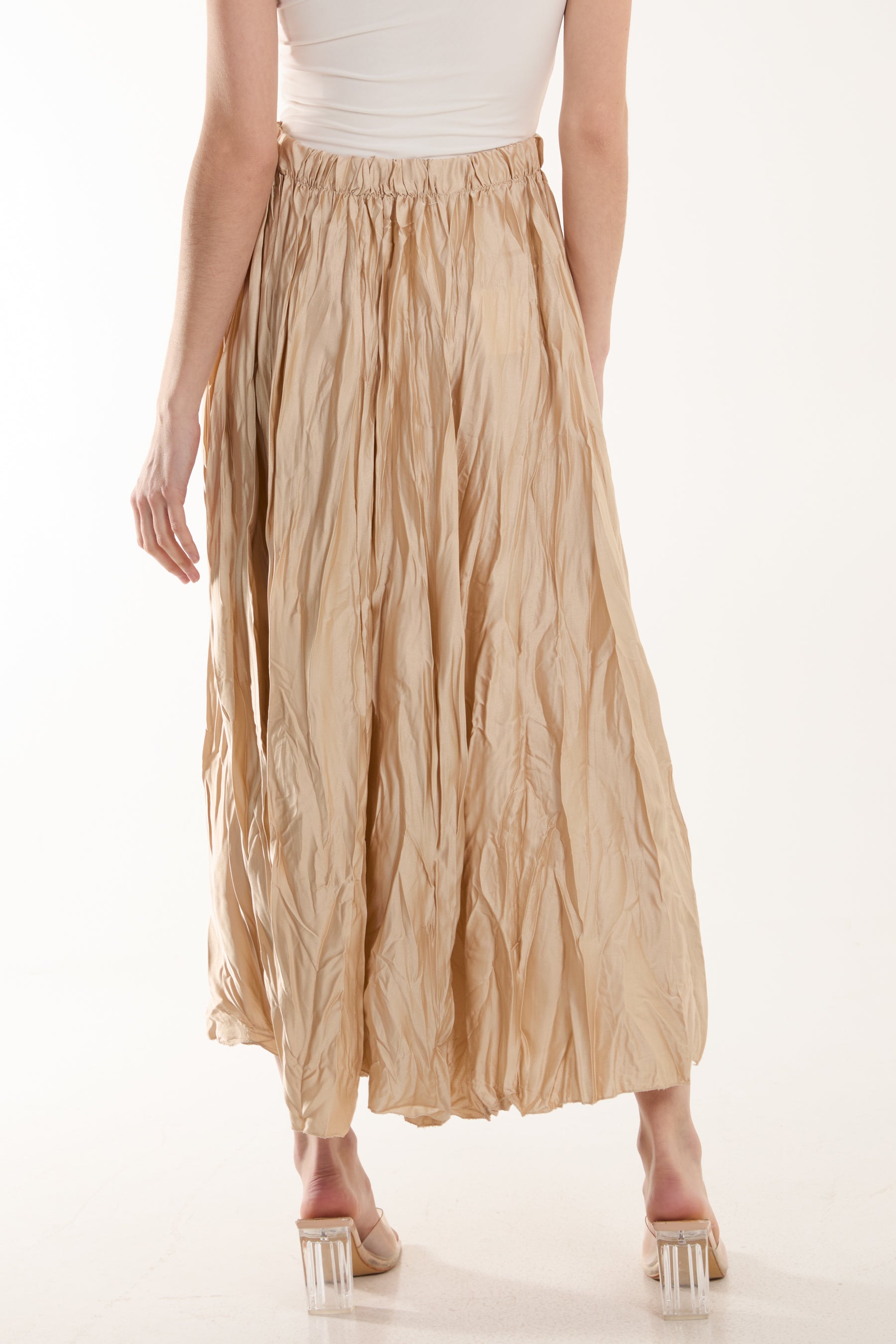 Crinkle Satin Midi Skirt Skirts WearAll