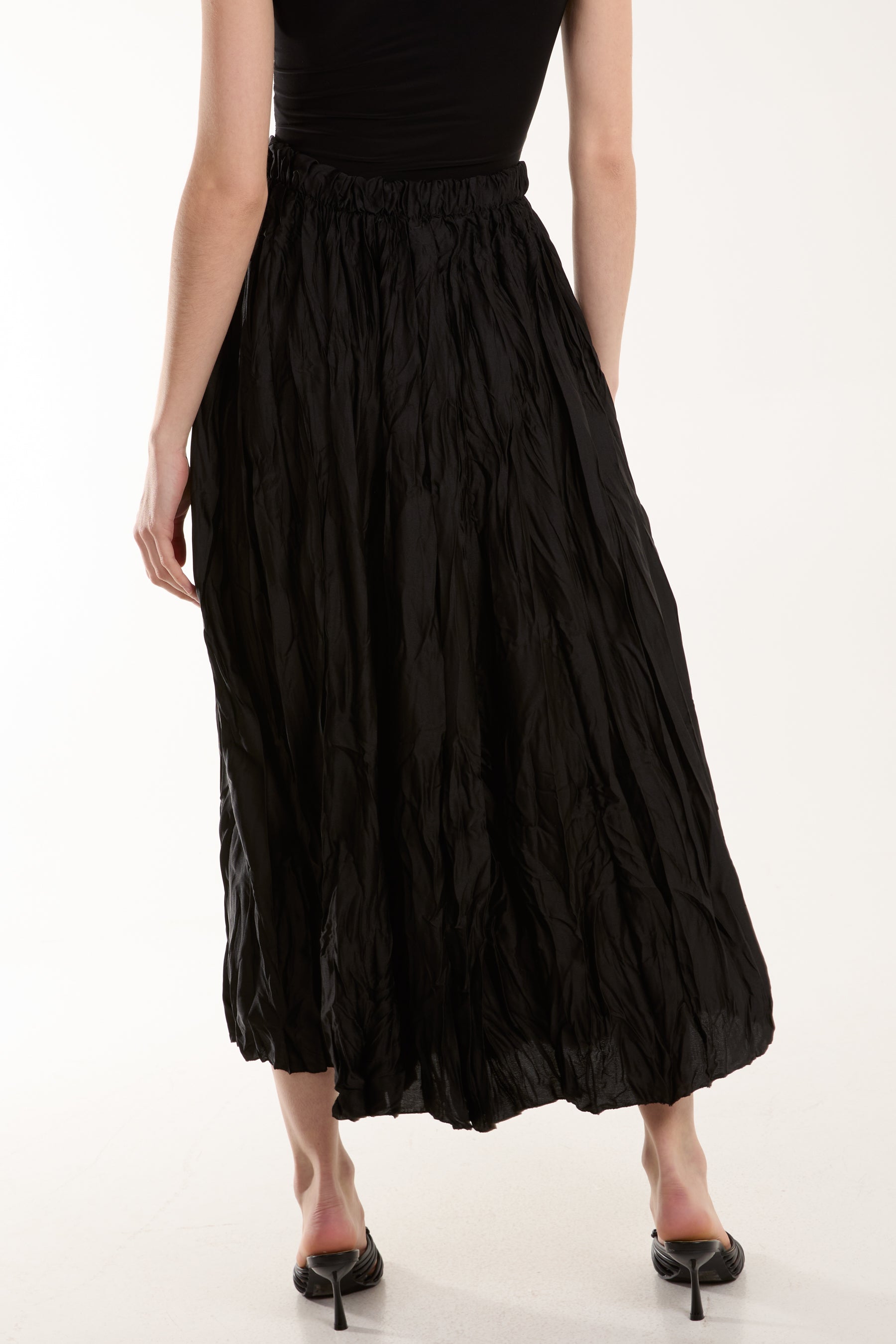 Crinkle Satin Midi Skirt Skirts WearAll