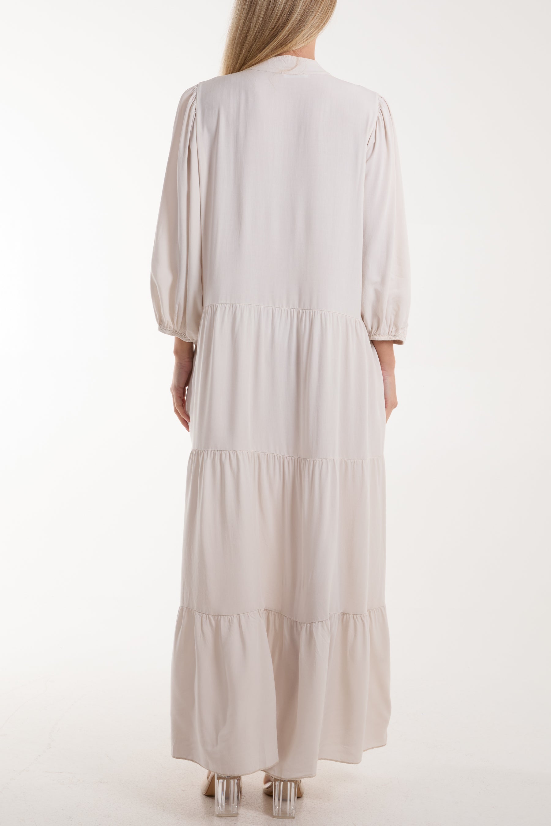 Tiered Maxi Shirt Dress Dresses WearAll