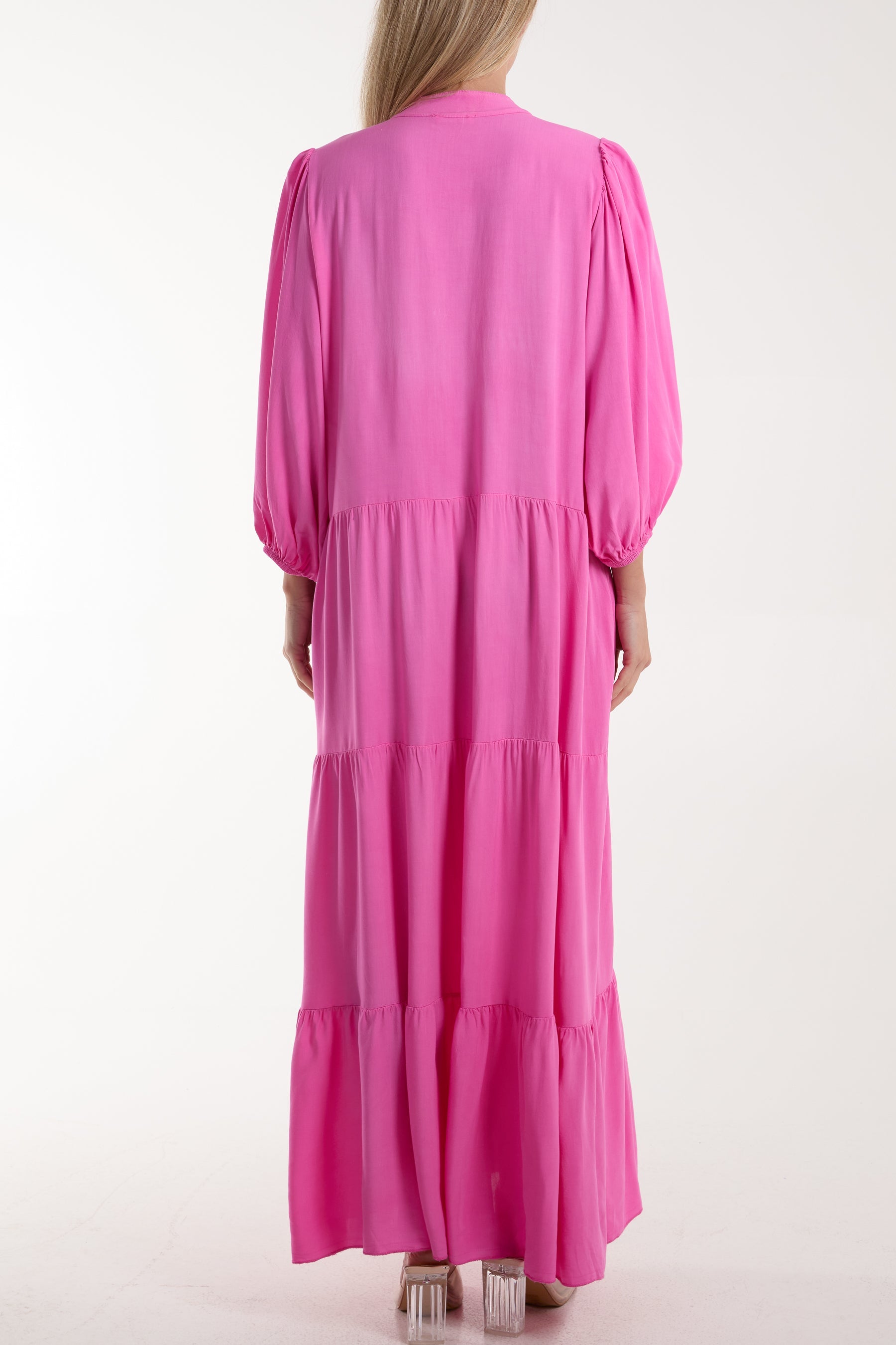 Tiered Maxi Shirt Dress Dresses WearAll