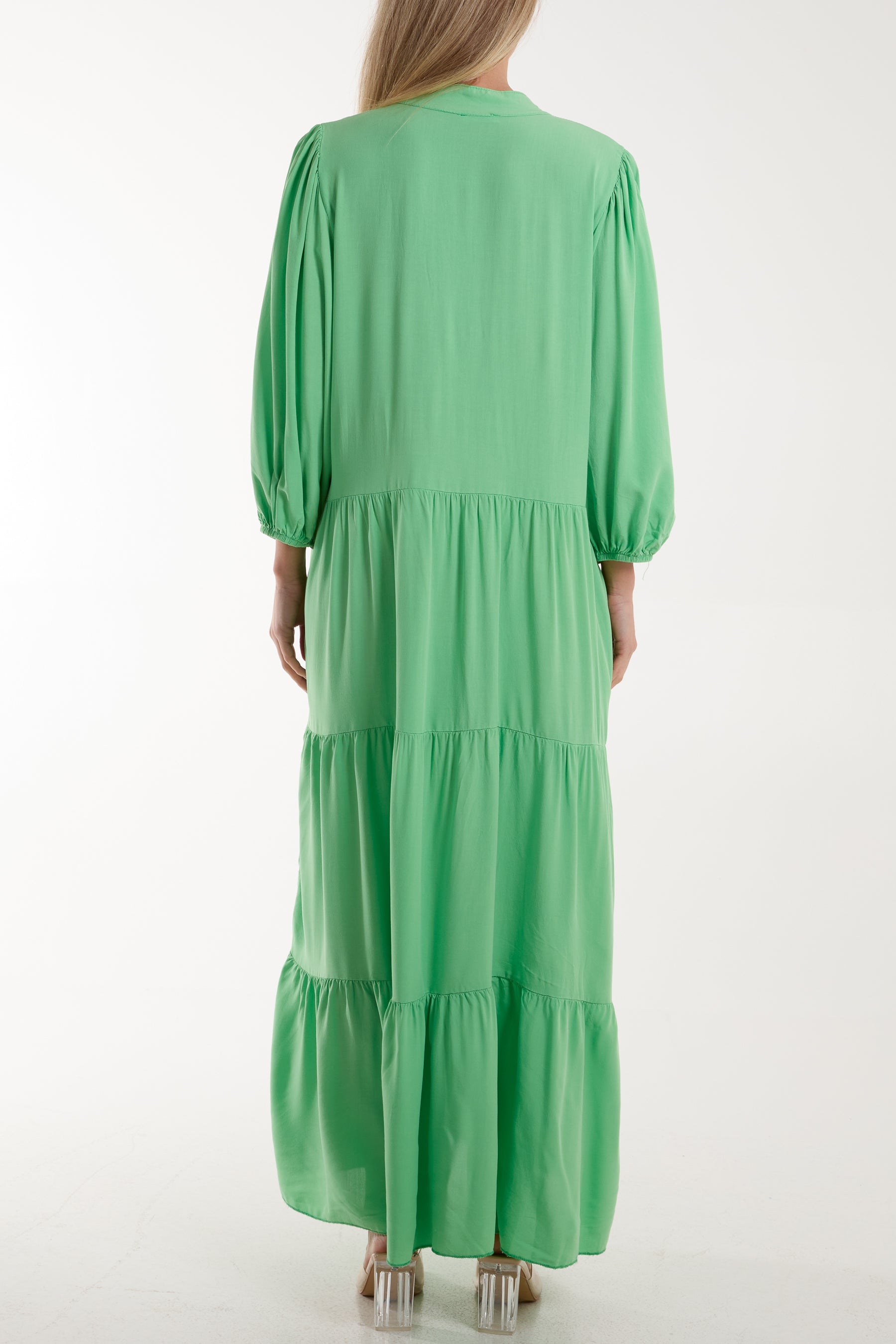 Tiered Maxi Shirt Dress Dresses WearAll