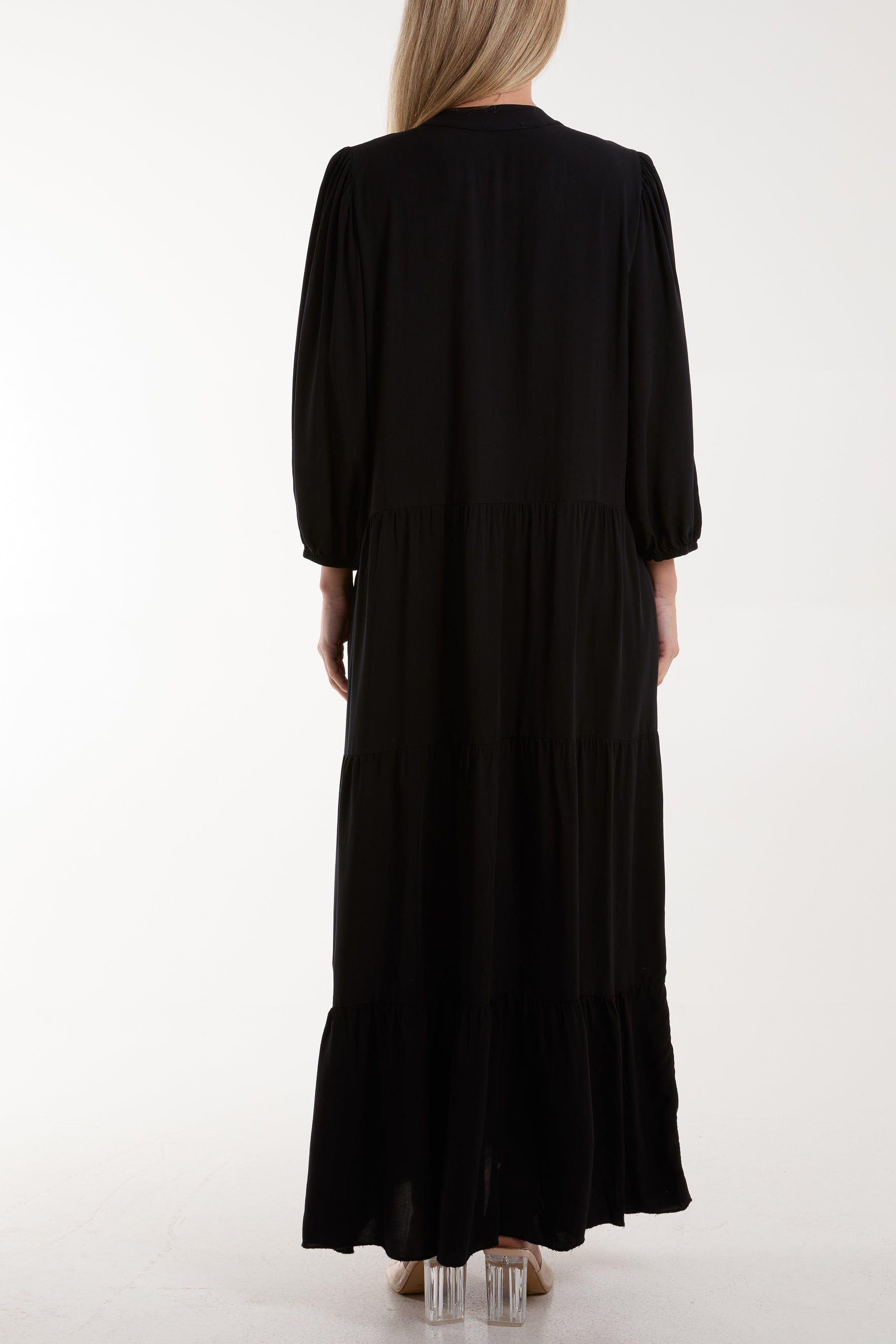 Tiered Maxi Shirt Dress Dresses WearAll