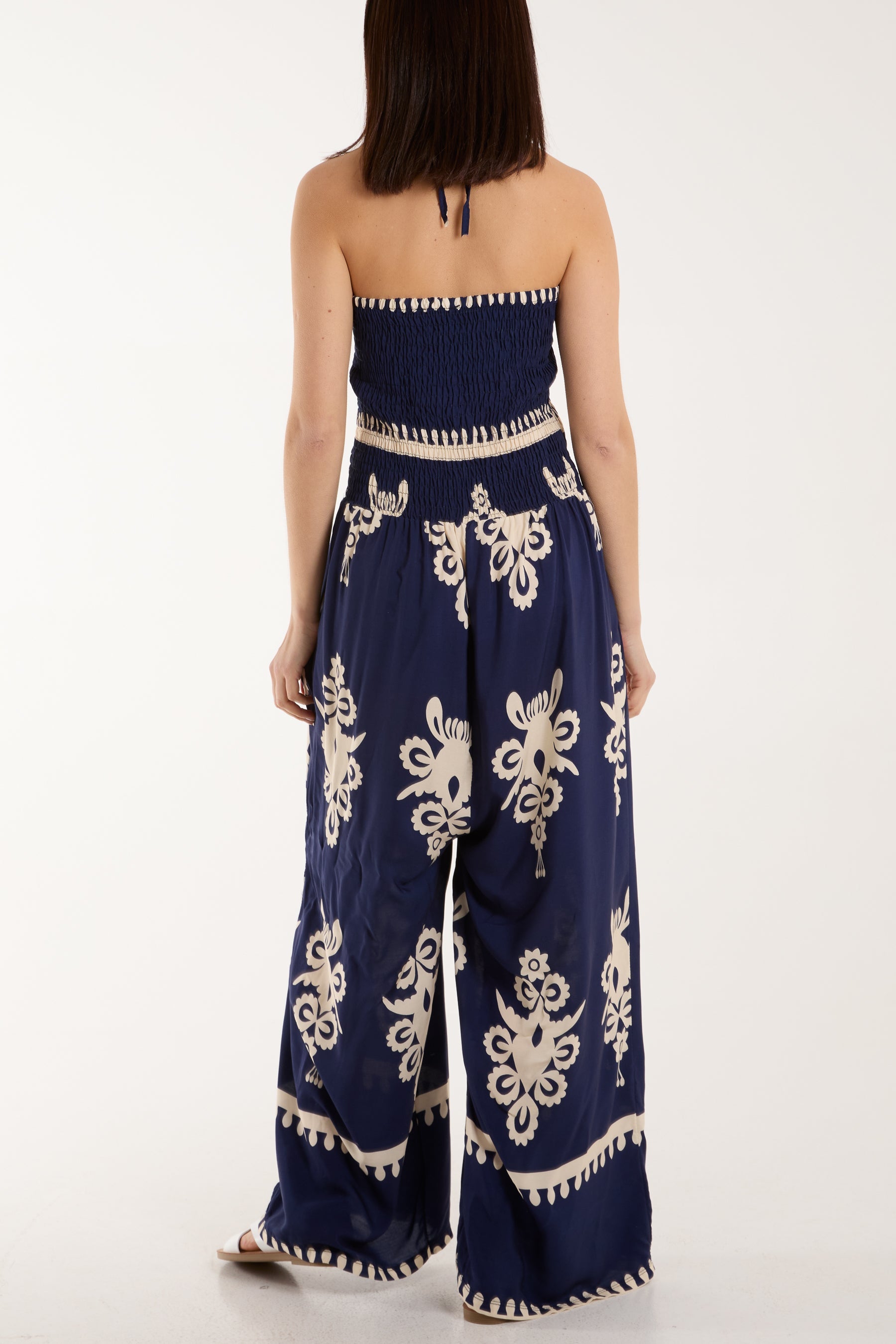 Shirred Bodice Bandeau Printed Jumpsuit Jumpsuits WearAll
