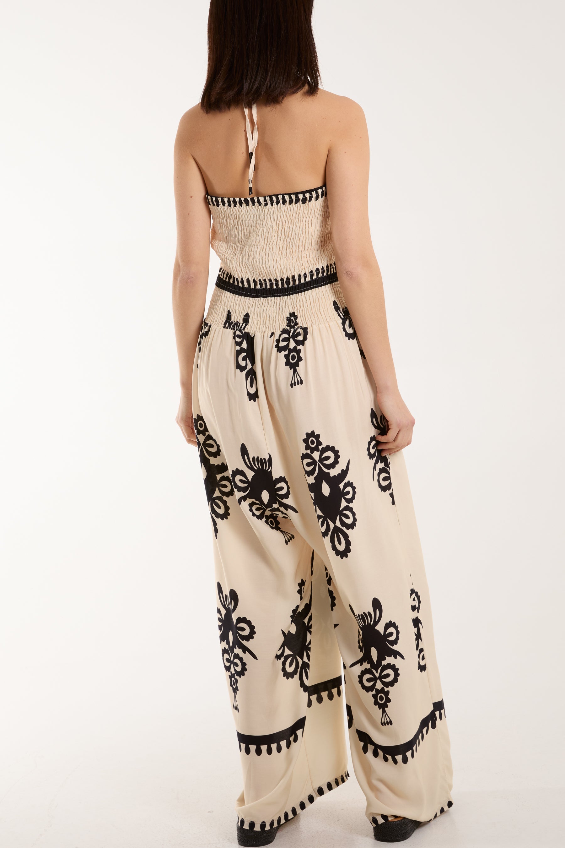 Shirred Bodice Bandeau Printed Jumpsuit Jumpsuits WearAll