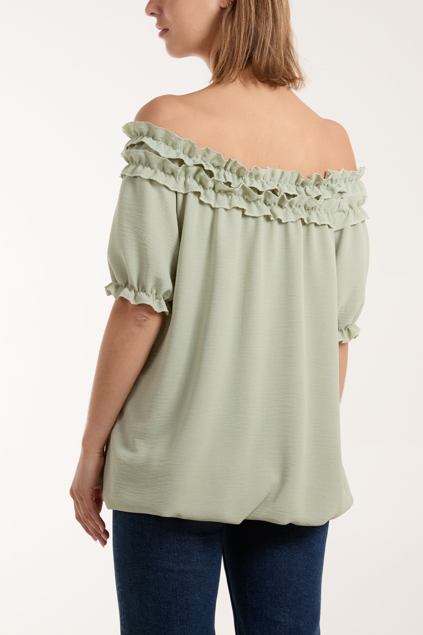 Ruffle Bardot Bubble Hem Top Tops WearAll