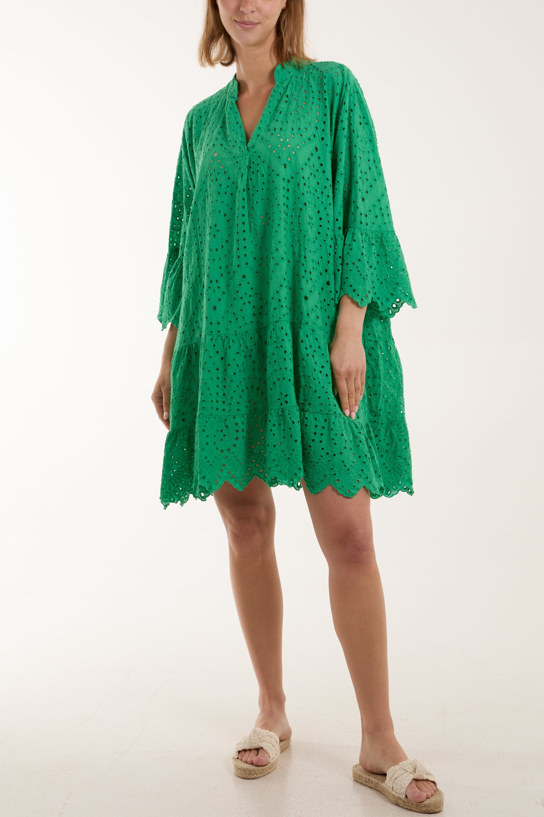 Broderie Anglaise Tunic Dress Dresses WearAll Jade One Size