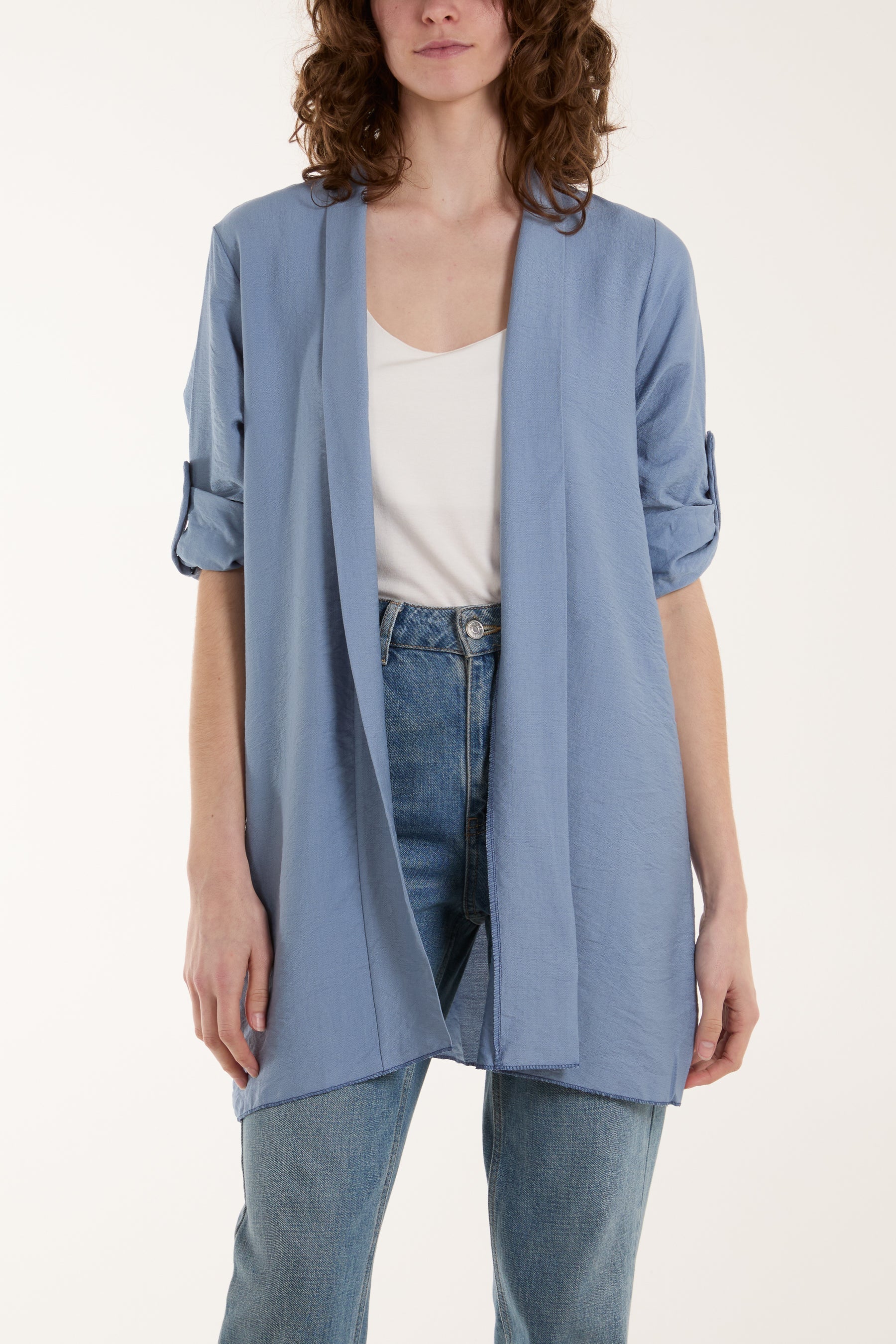 Edge To Edge Roll Back Sleeve Jacket Jackets WearAll Denim One Size