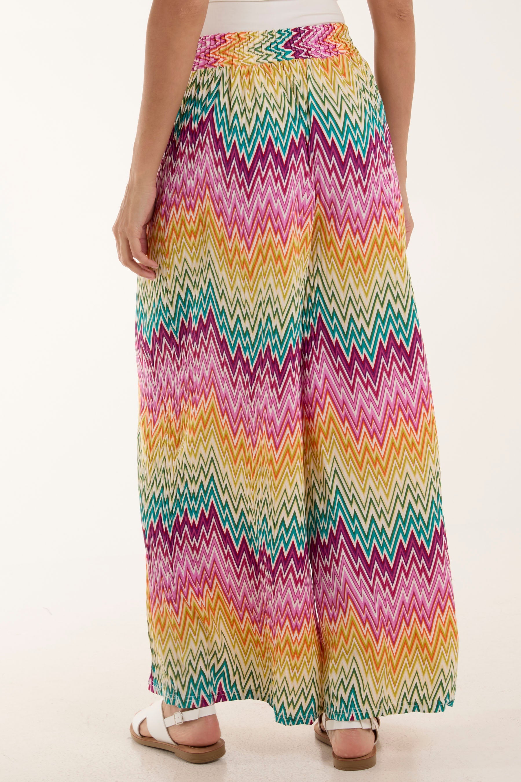 Zigzag Crushed Wide Leg Trousers Trousers WearAll