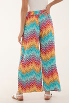 Zigzag Crushed Wide Leg Trousers Trousers WearAll