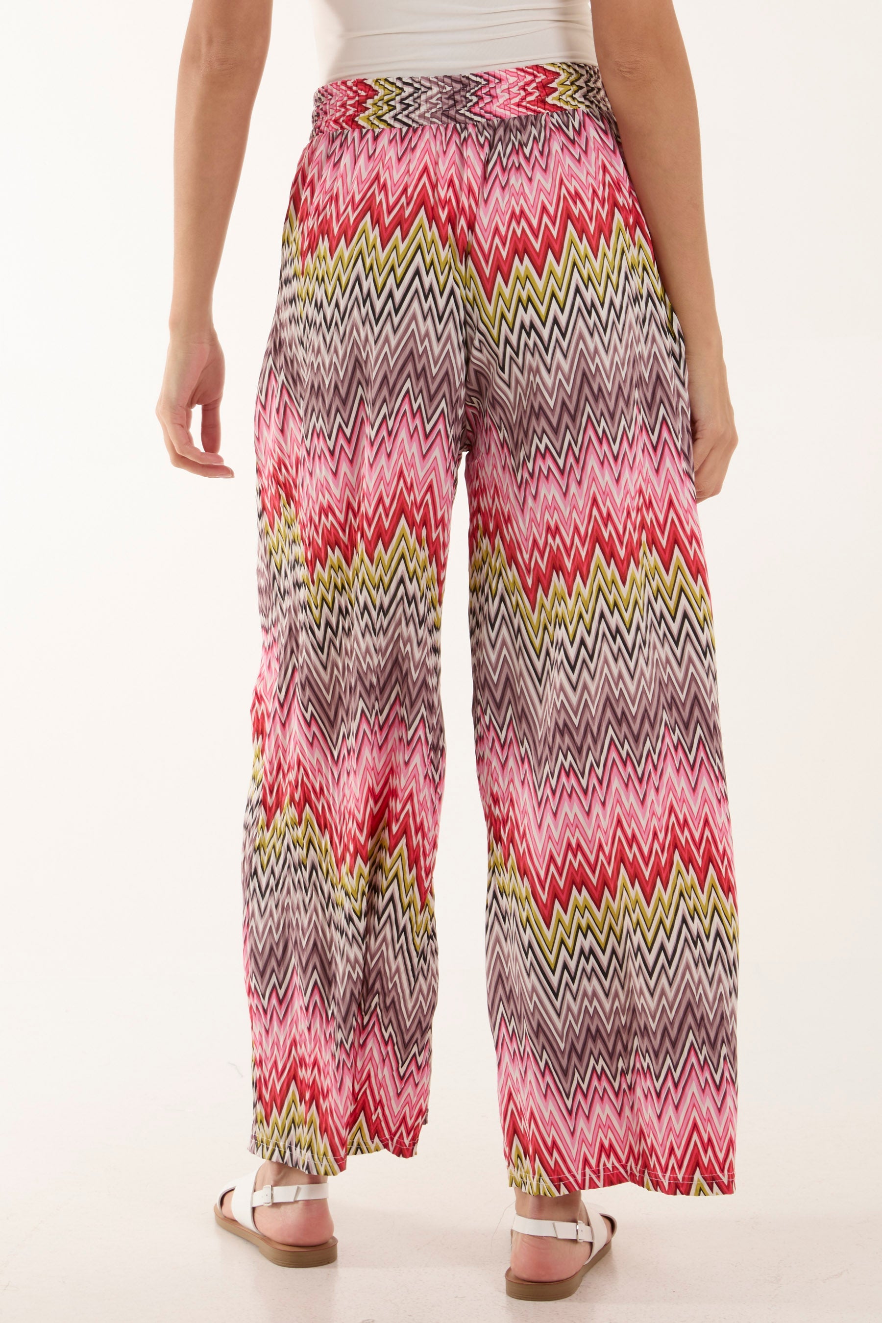 Zigzag Crushed Wide Leg Trousers Trousers WearAll