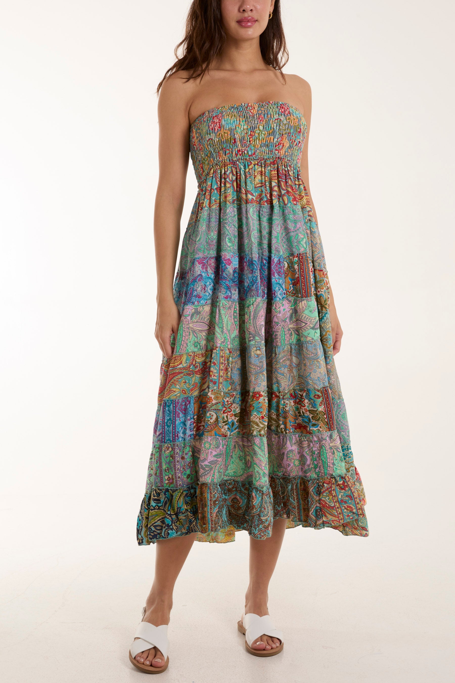 Silk Blend Patchwork Dress & Skirt Skirts WearAll Multi One Size