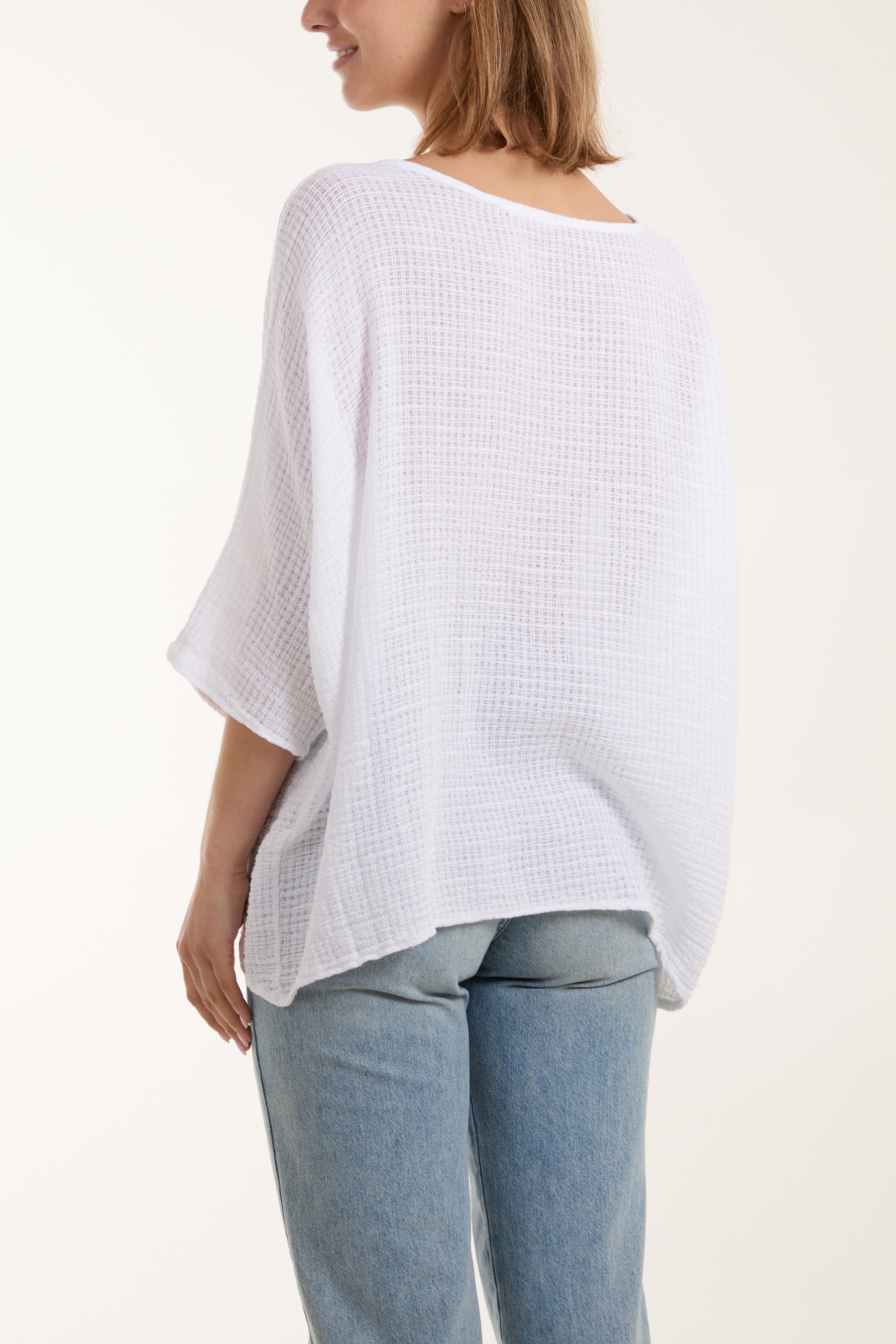 Texture Fabric Fine Cotton Blouse Tops WearAll