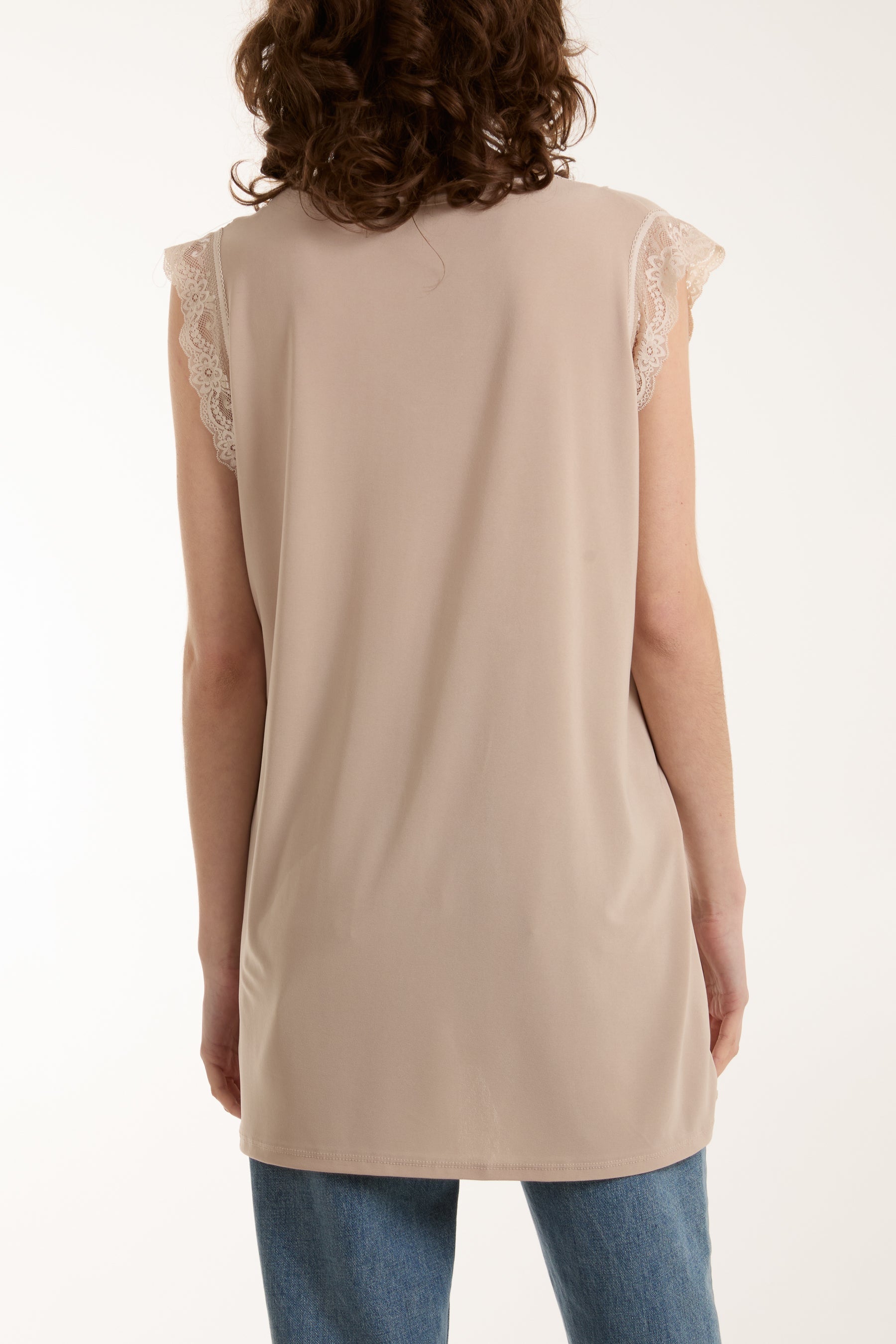 Lace Trim Sleeveless Top Tops WearAll