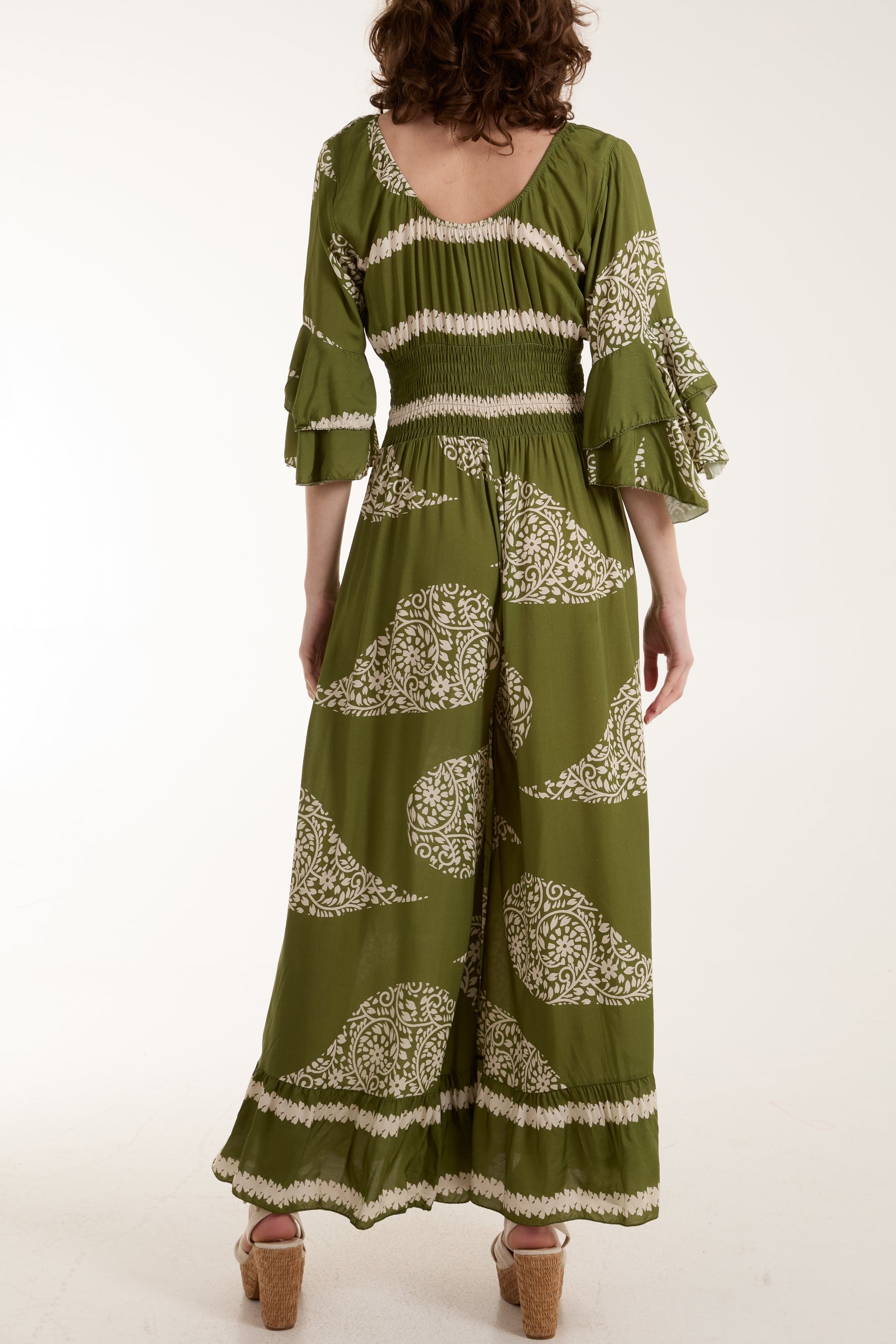 Paisley Print Ruffle Sleeve Jumpsuit Jumpsuits WearAll