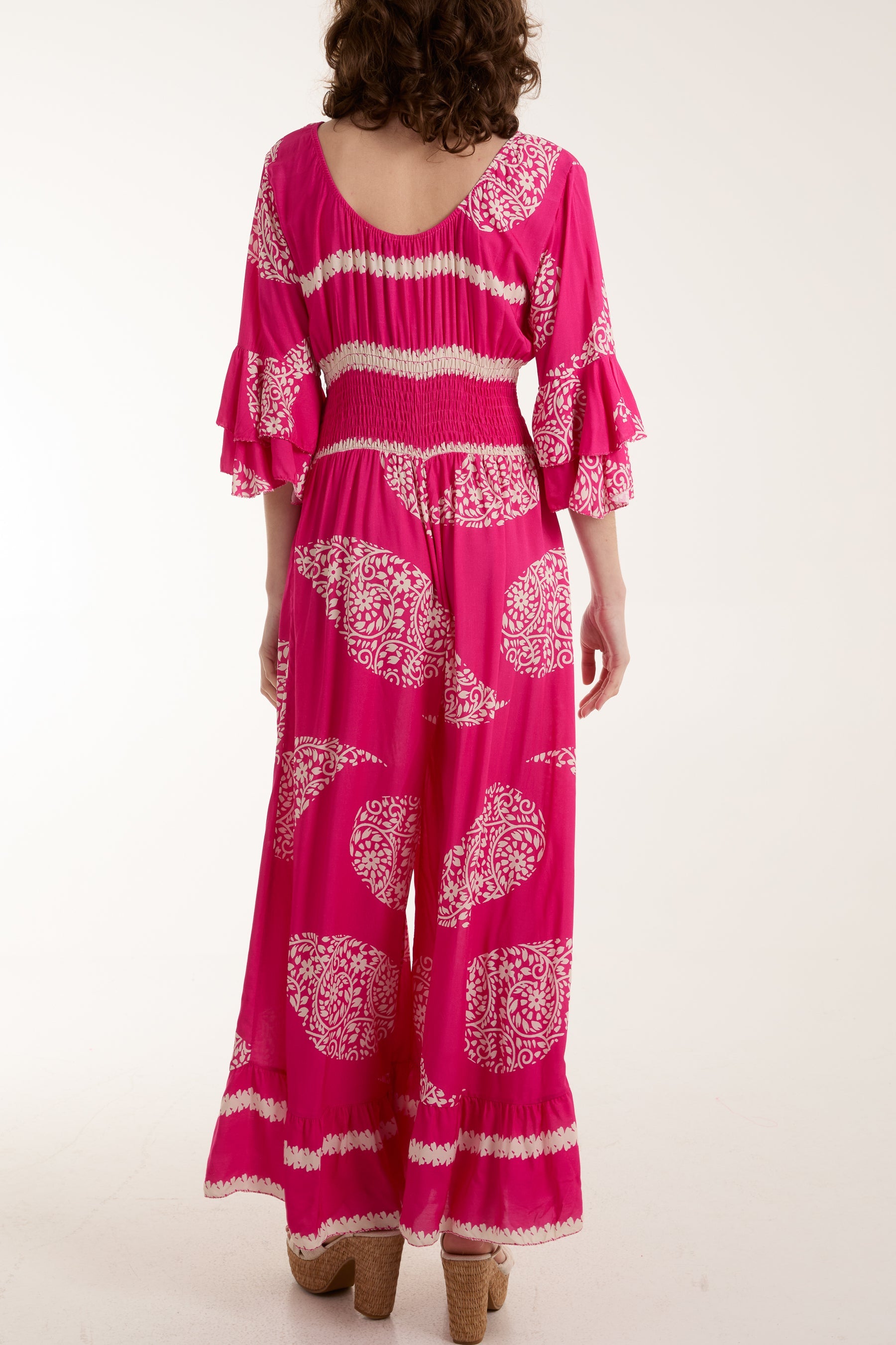 Paisley Print Ruffle Sleeve Jumpsuit Jumpsuits WearAll