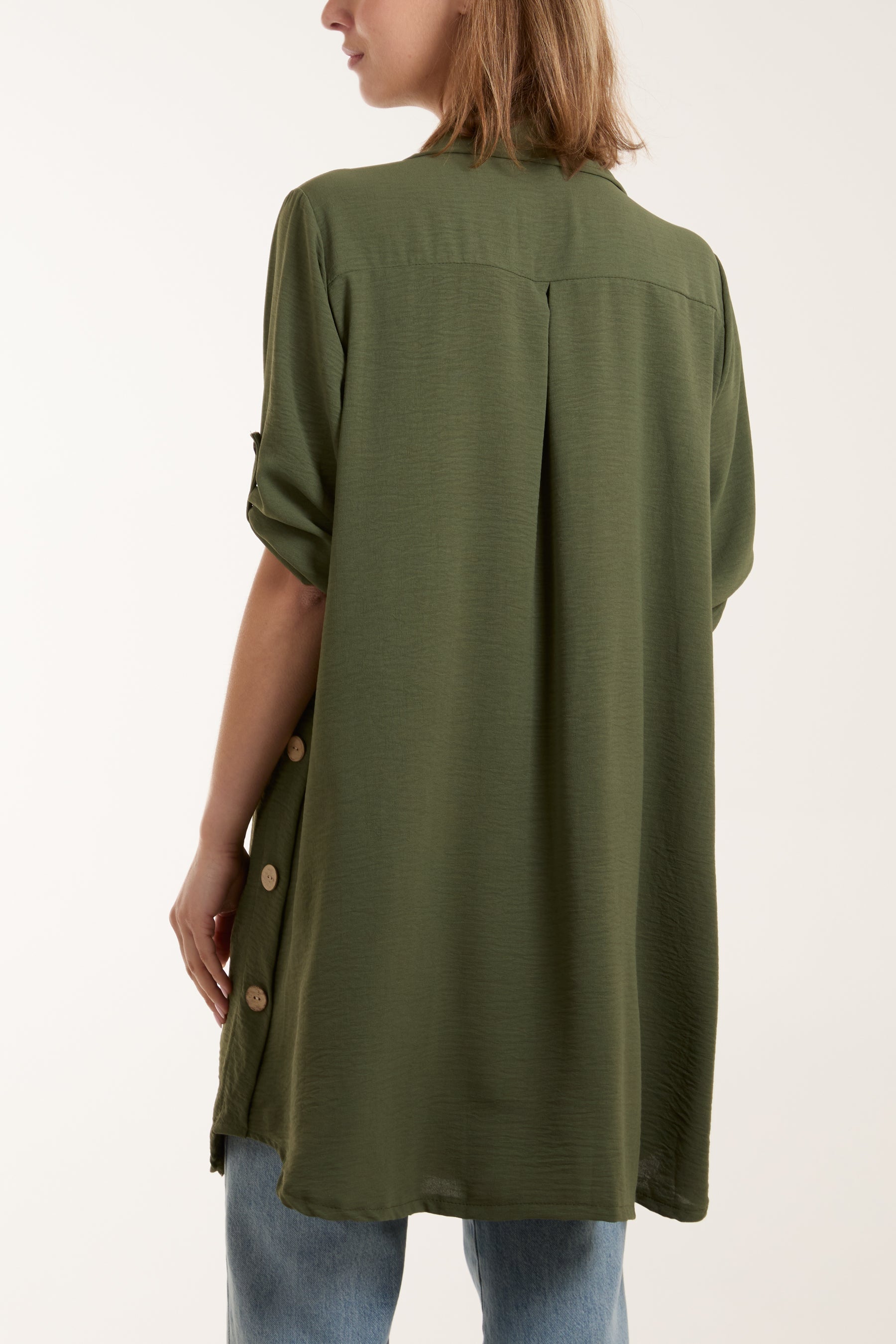 Side Button Detail Floaty Shirt Shirts WearAll