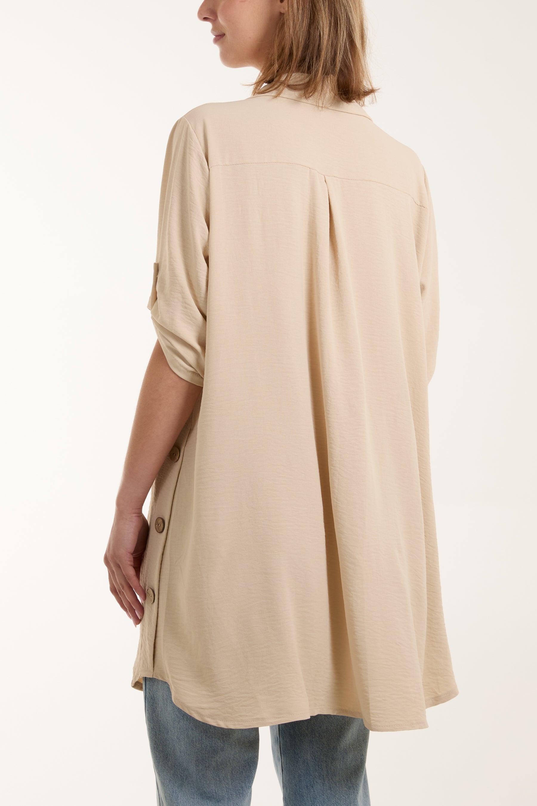 Side Button Detail Floaty Shirt Shirts WearAll