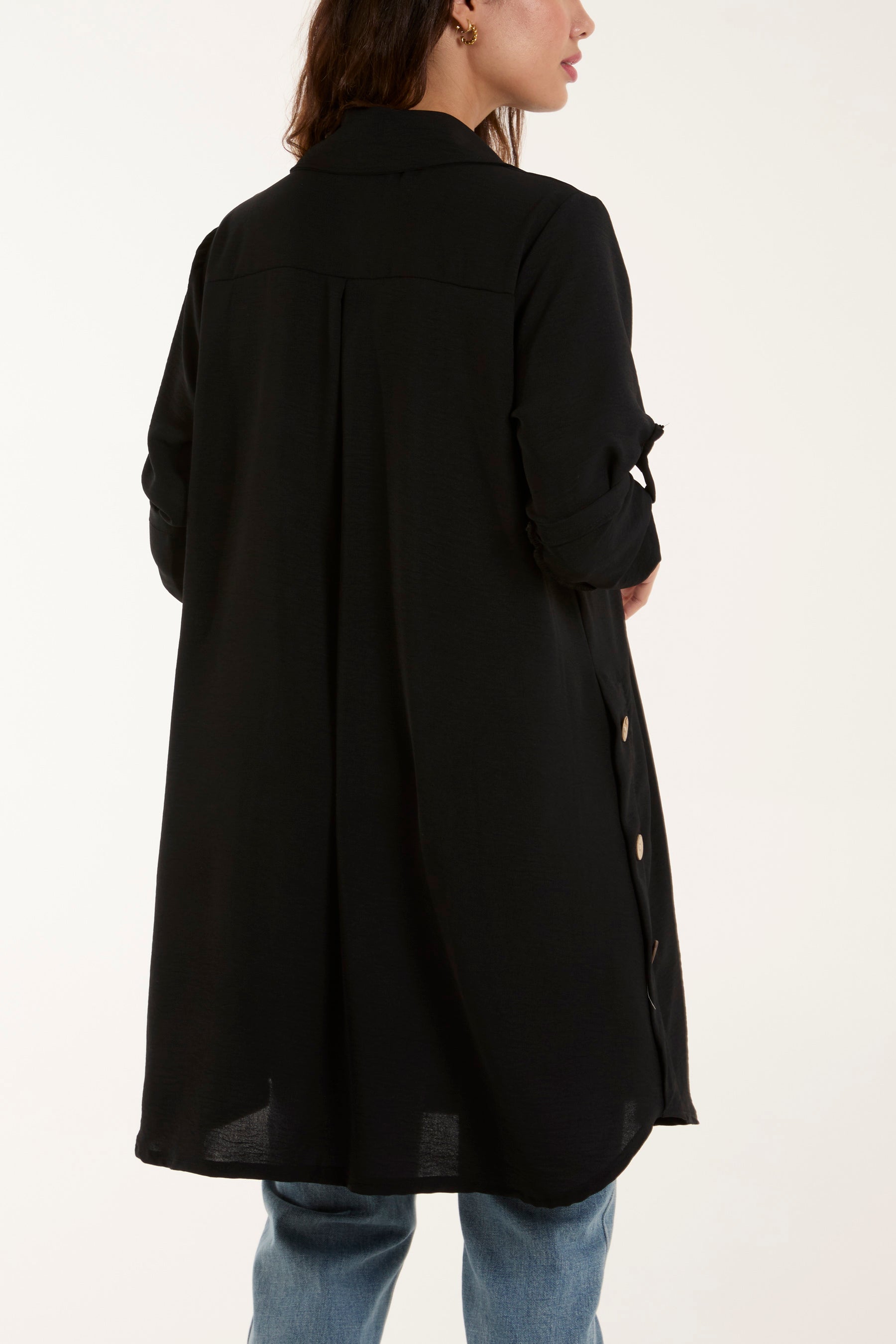 Side Button Detail Floaty Shirt Shirts WearAll