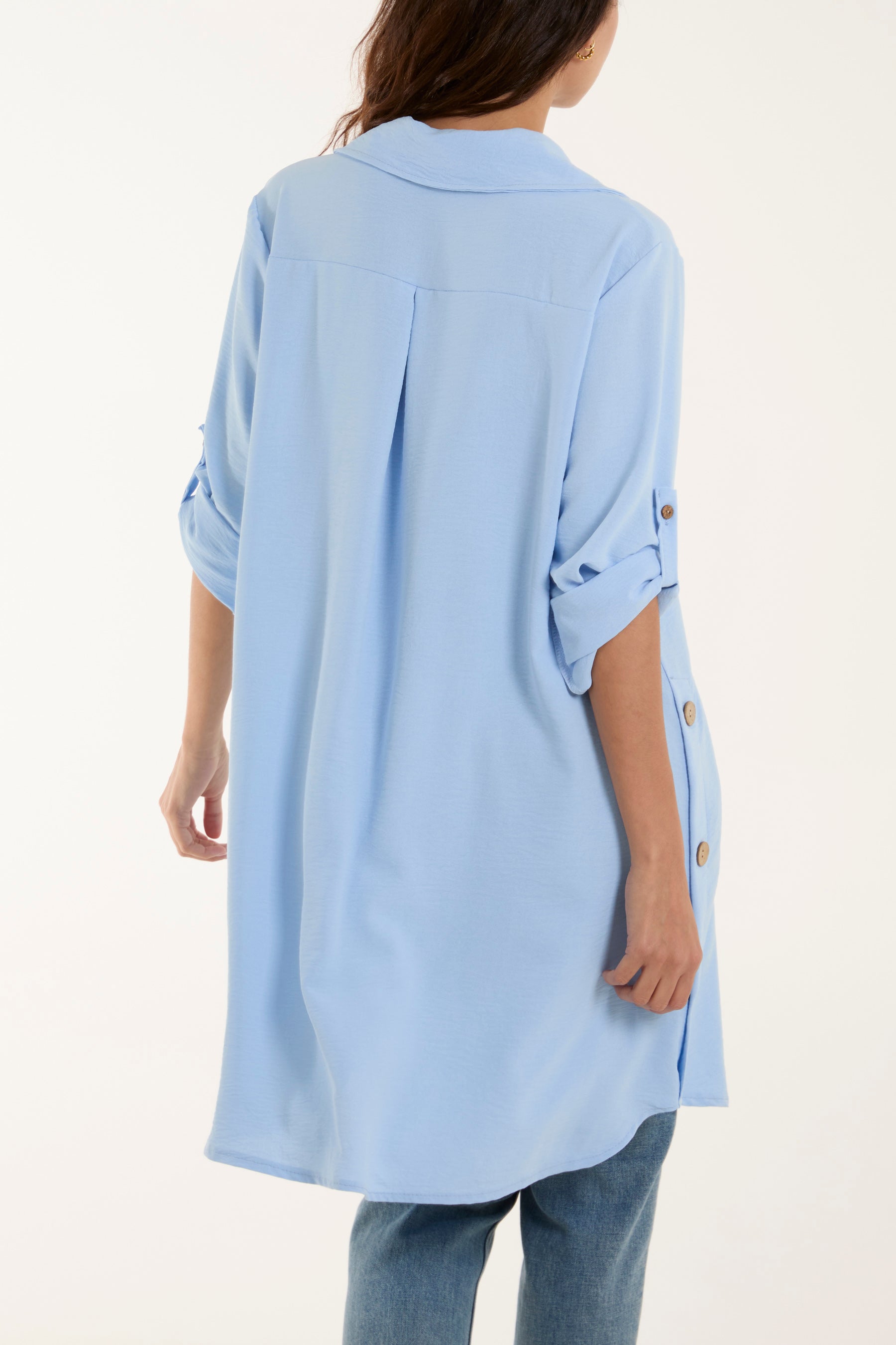 Side Button Detail Floaty Shirt Shirts WearAll