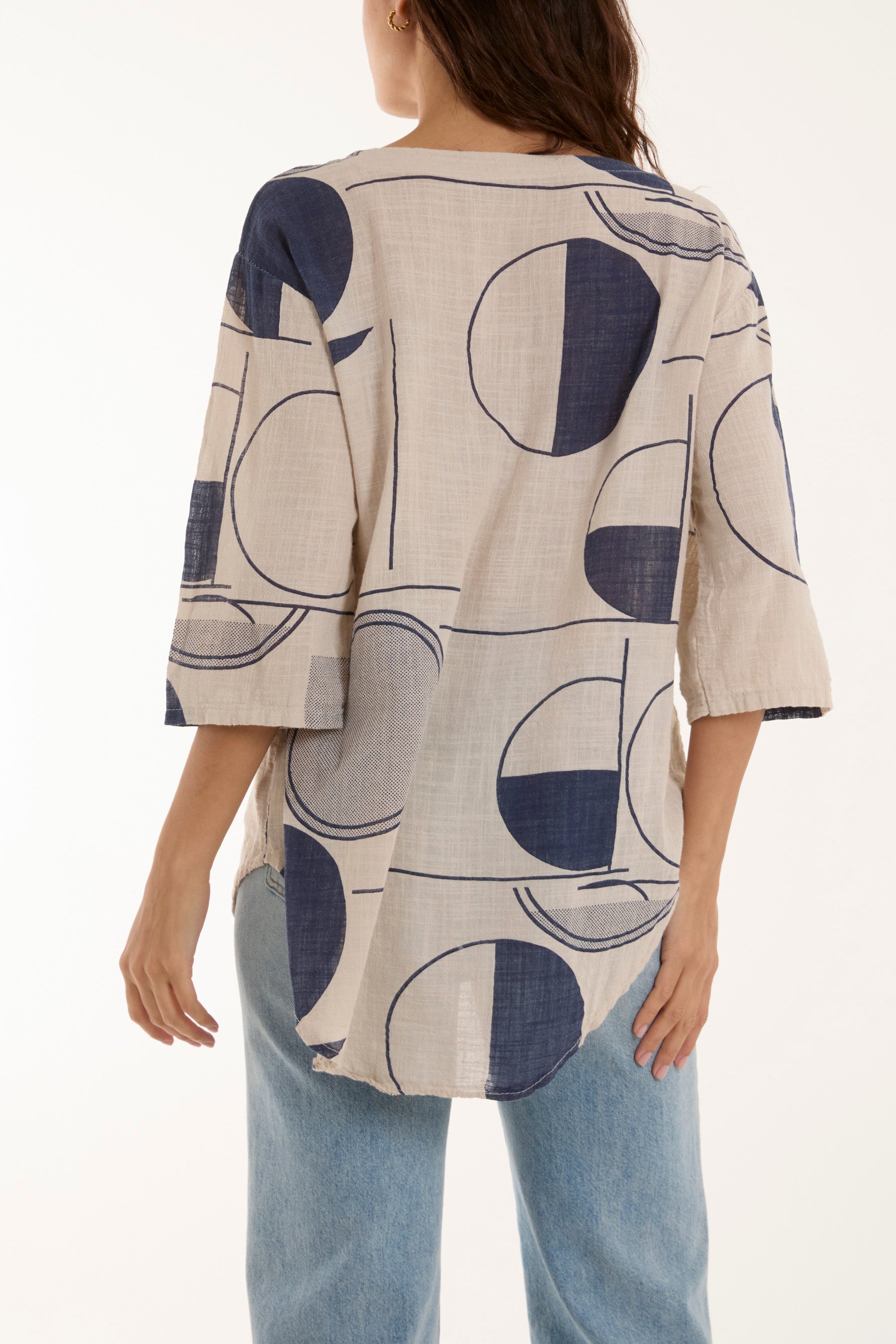 Geometric Shapes Silver Button Top Tops WearAll