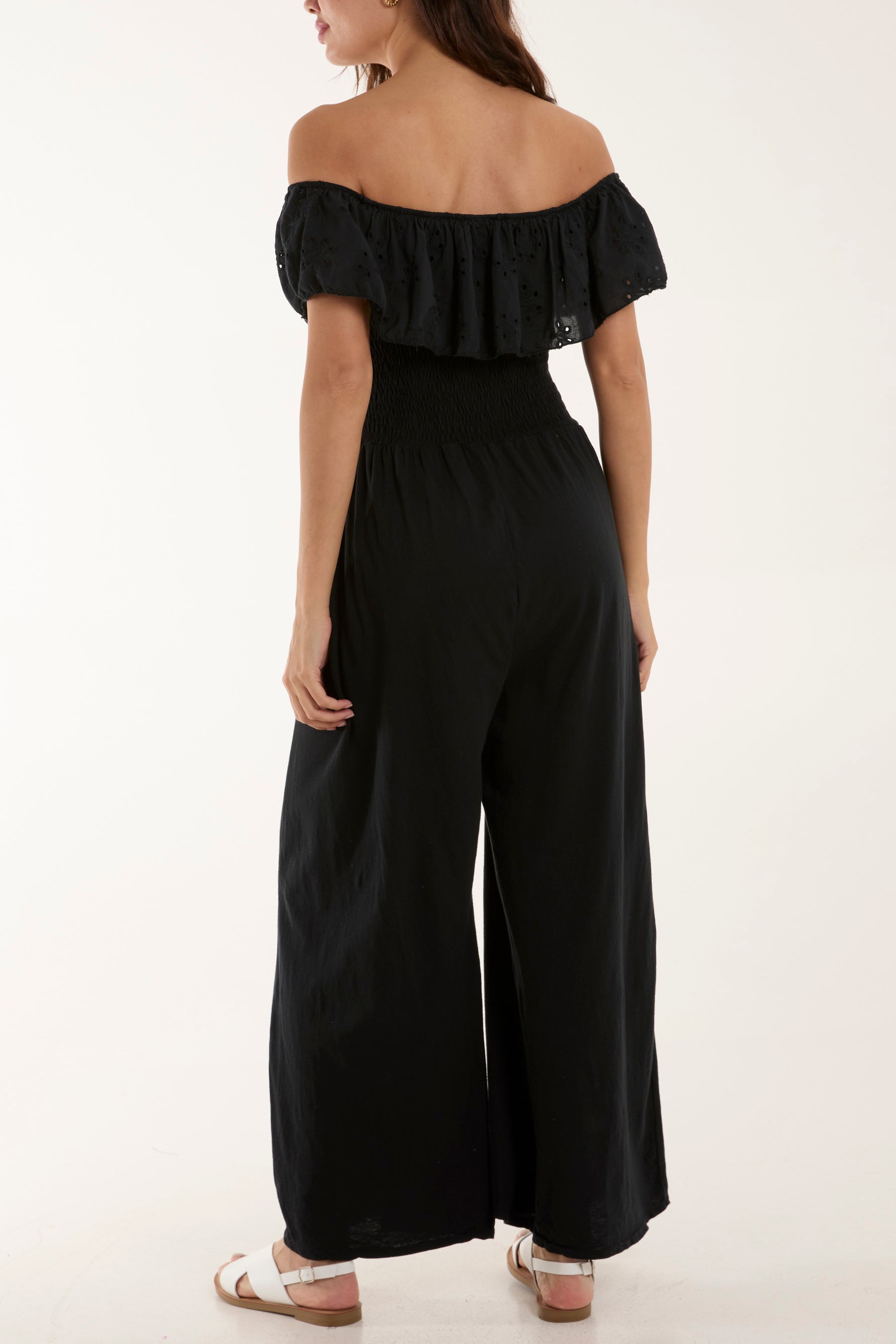 Broderie Anglaise Bardot Jumpsuit Jumpsuits WearAll