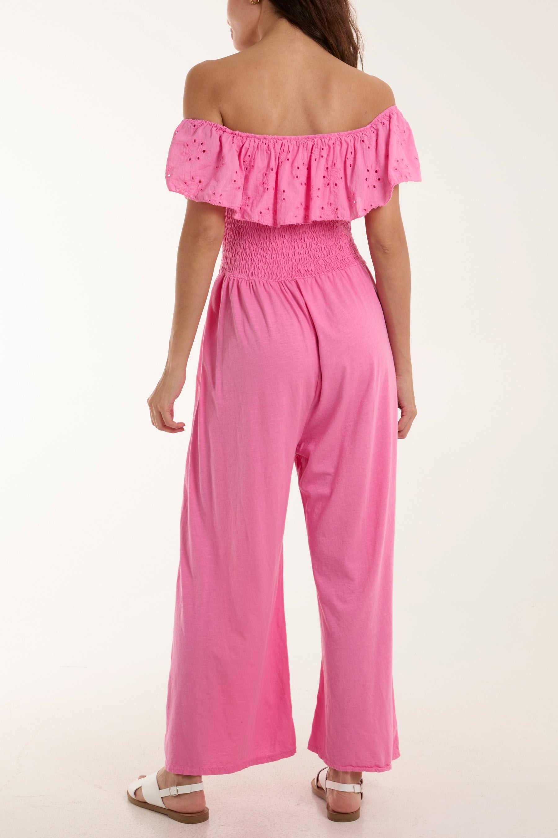 Broderie Anglaise Bardot Jumpsuit Jumpsuits WearAll