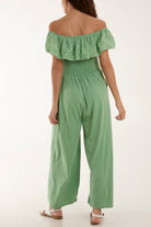 Broderie Anglaise Bardot Jumpsuit Jumpsuits WearAll