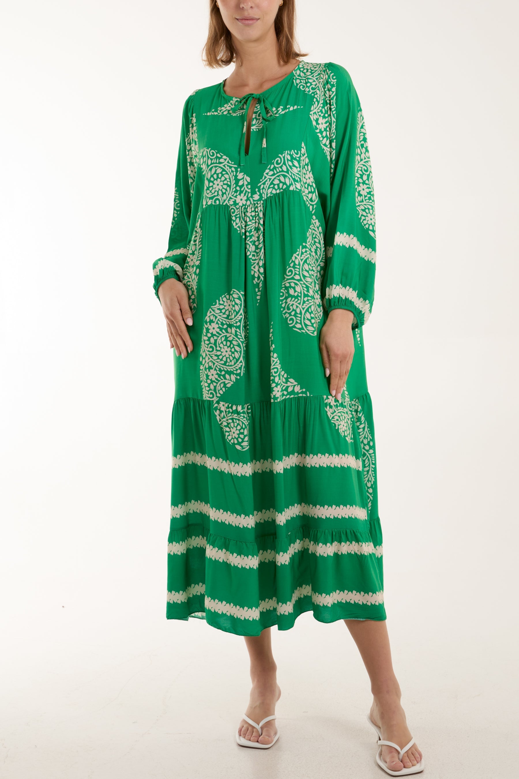 Paisley Print Tunic Maxi Dress Dresses WearAll Jade One Size