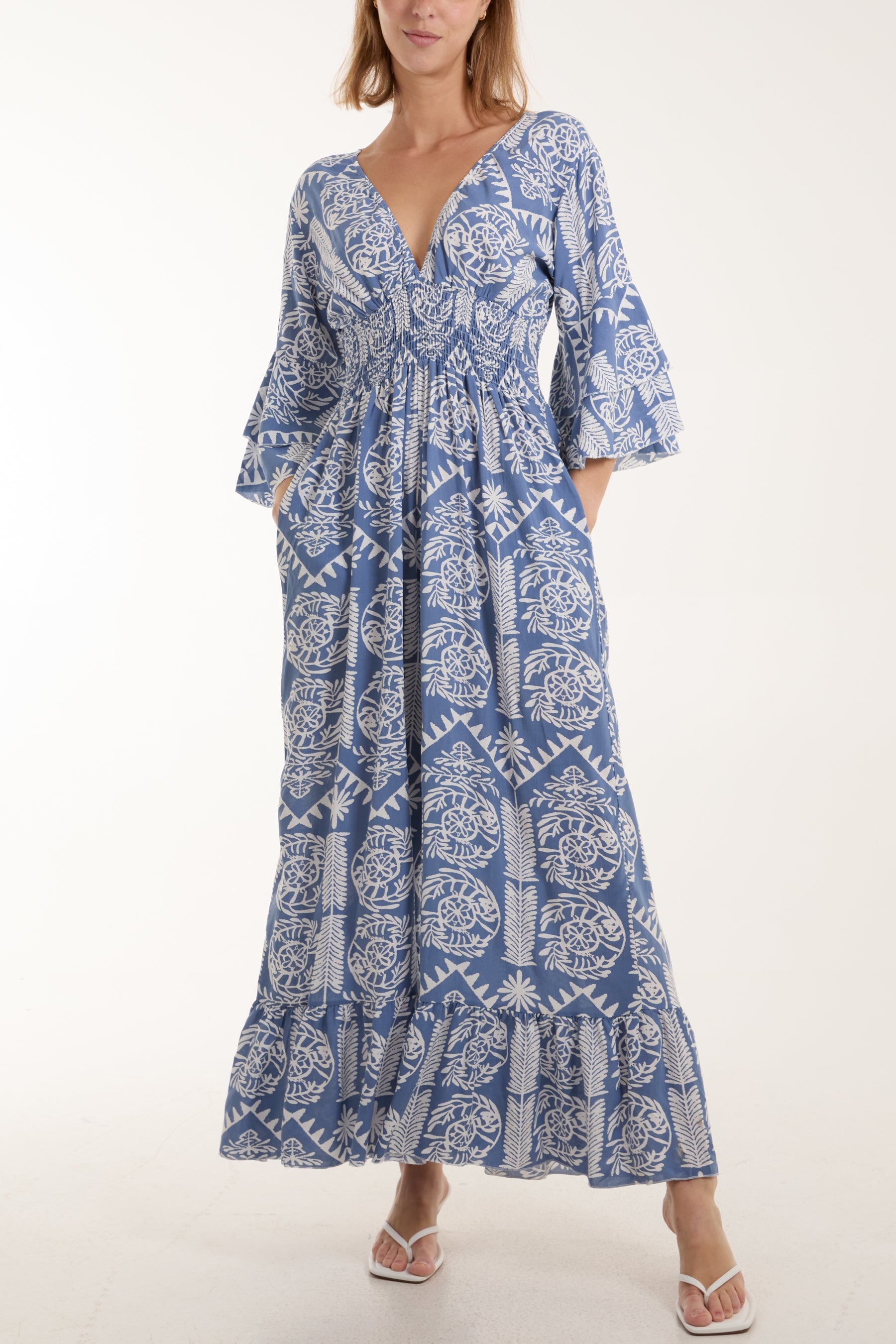 Baroque Shirred Bodice Jumpsuit Jumpsuits WearAll Denim One Size