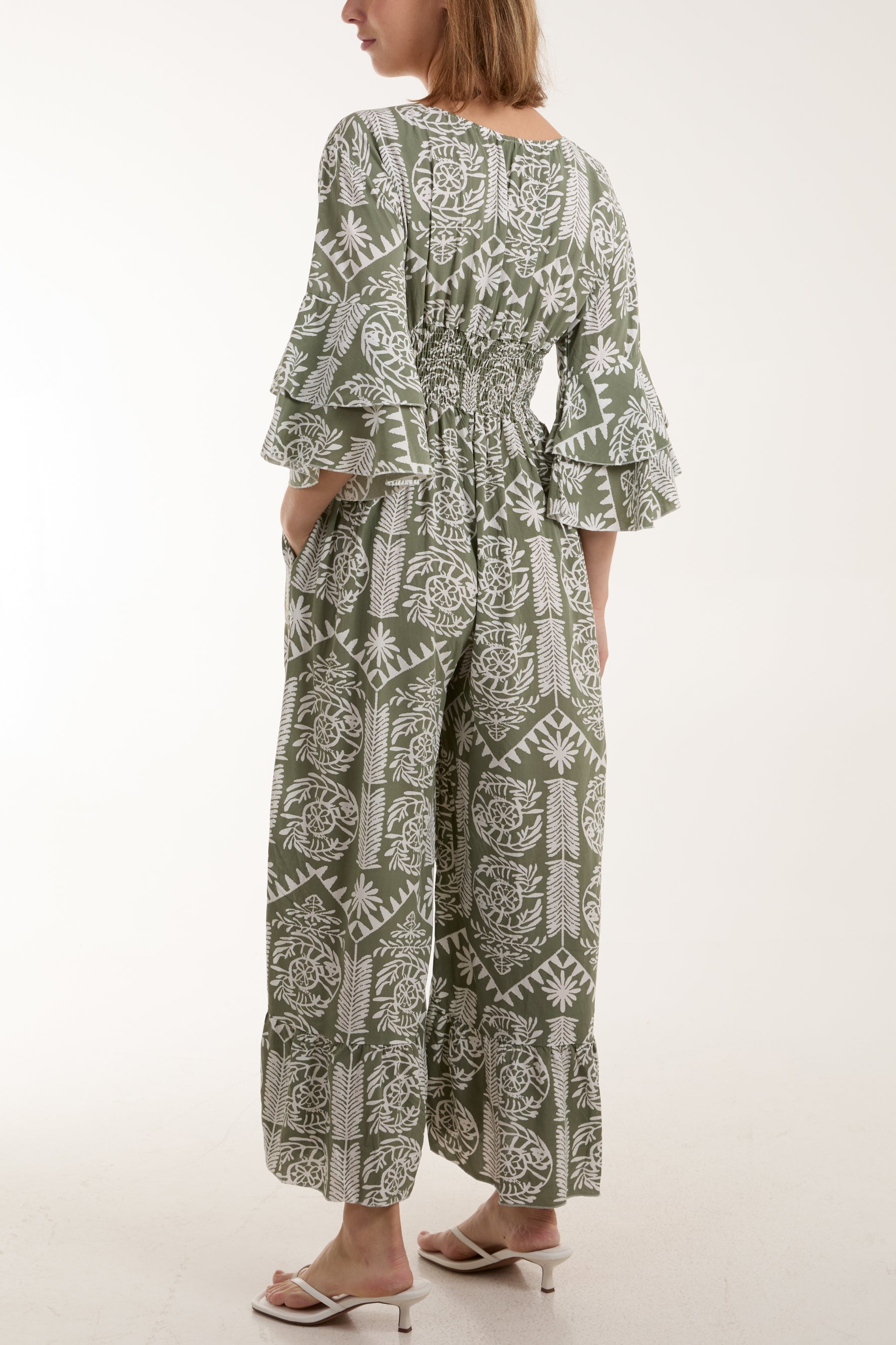 Baroque Shirred Bodice Jumpsuit Jumpsuits WearAll