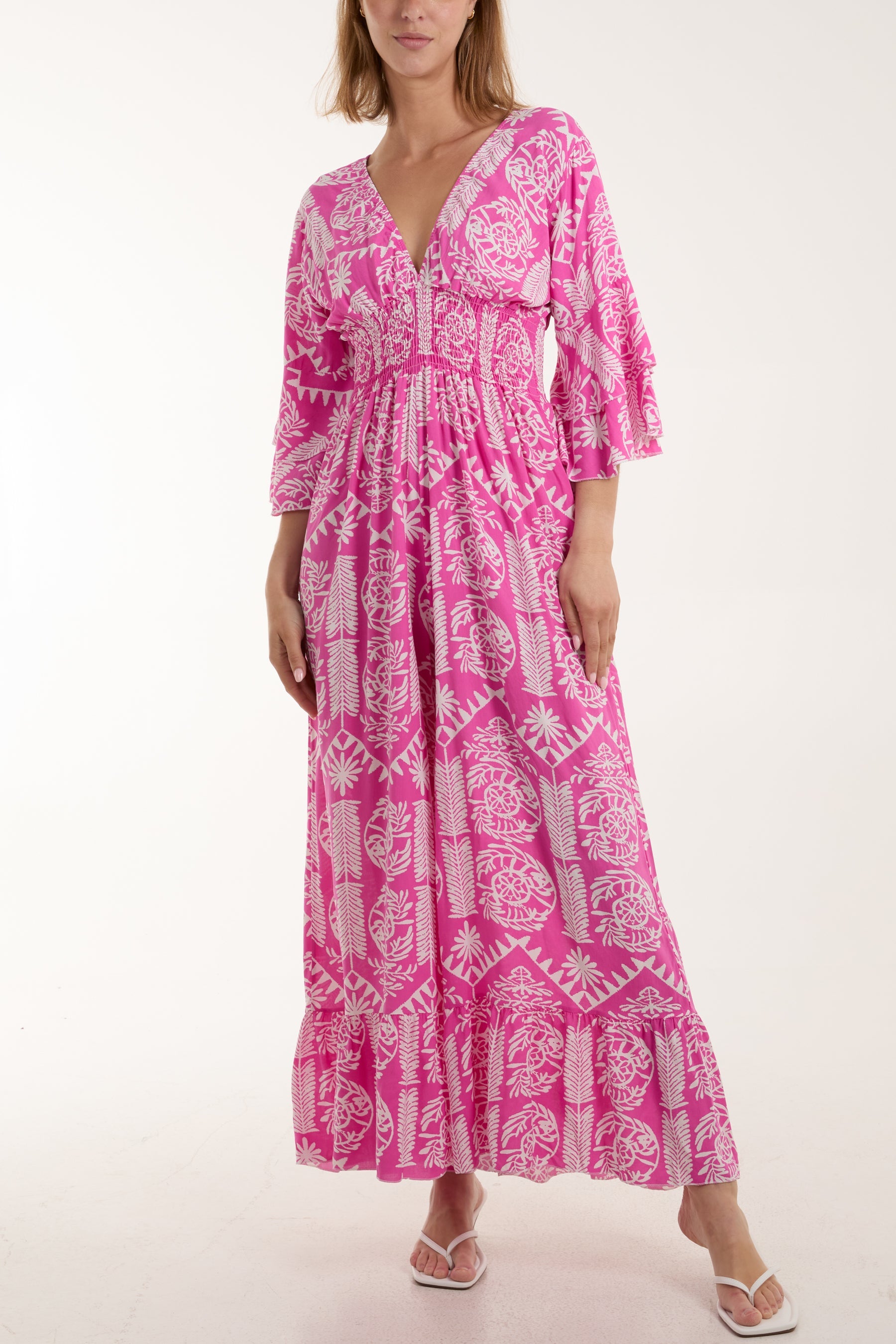 Baroque Shirred Bodice Jumpsuit Jumpsuits WearAll BubbleGum Pink One Size