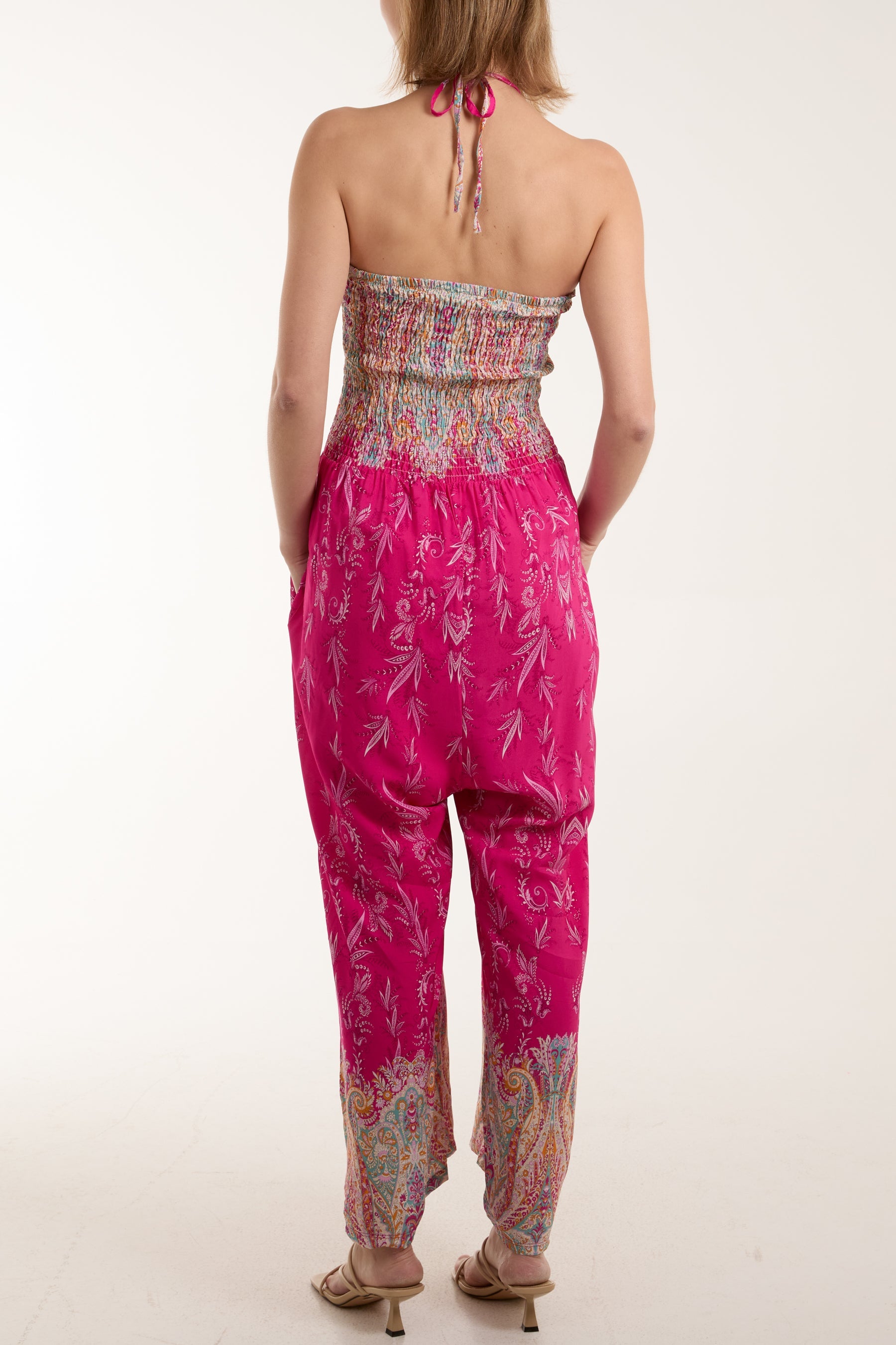 Floral Shirred Bandeau Jumpsuit Jumpsuits WearAll