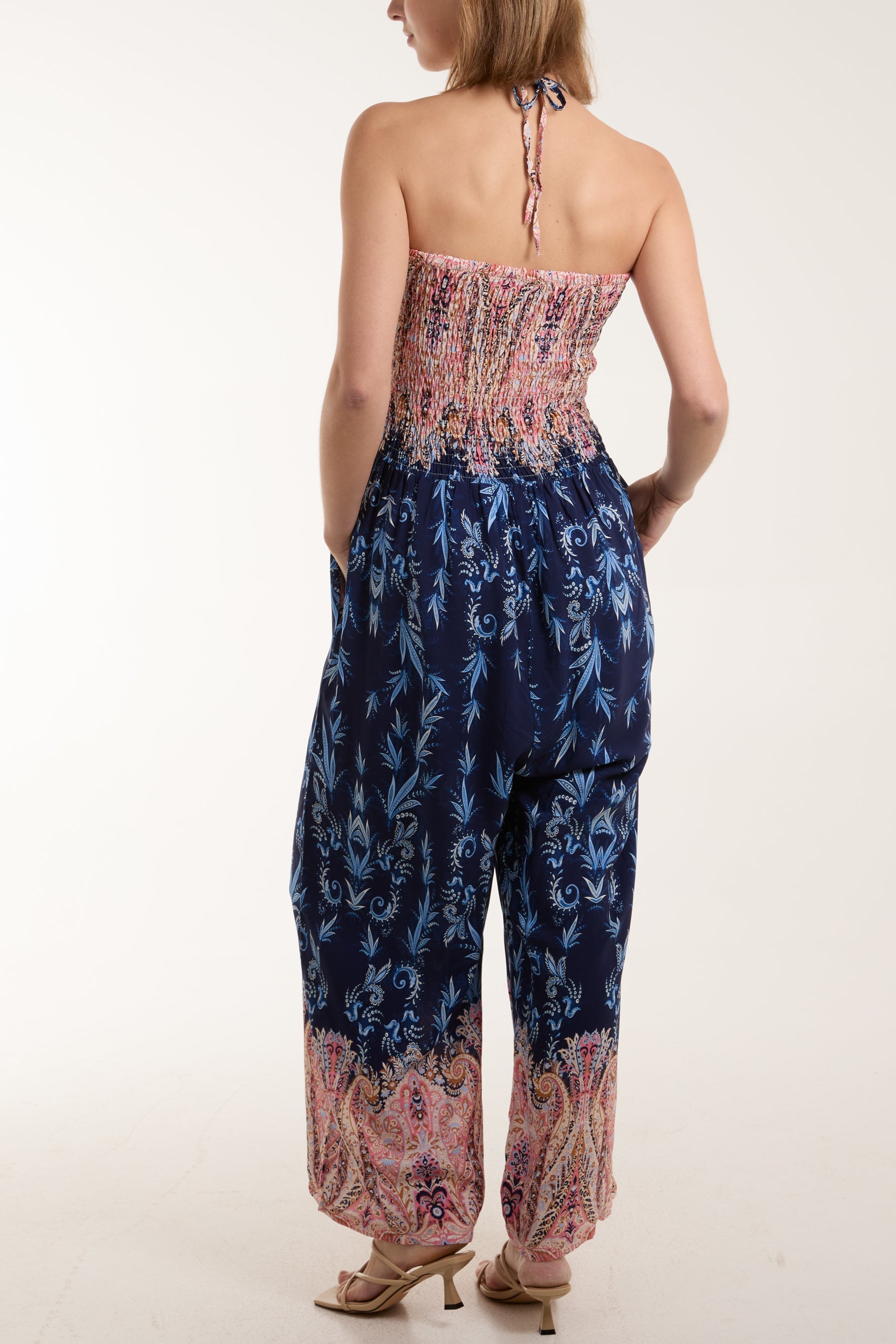 Floral Shirred Bandeau Jumpsuit Jumpsuits WearAll