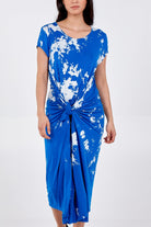 Cap Sleeve Tie Dye Parachute Dress DMF2 WearAll Royal Blue One Size