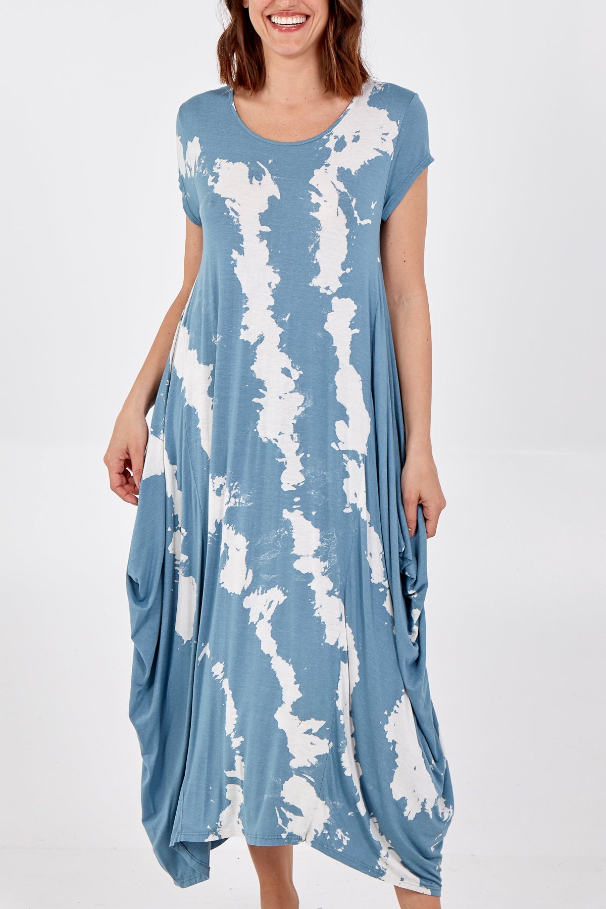 Cap Sleeve Tie Dye Parachute Dress DMF2 WearAll