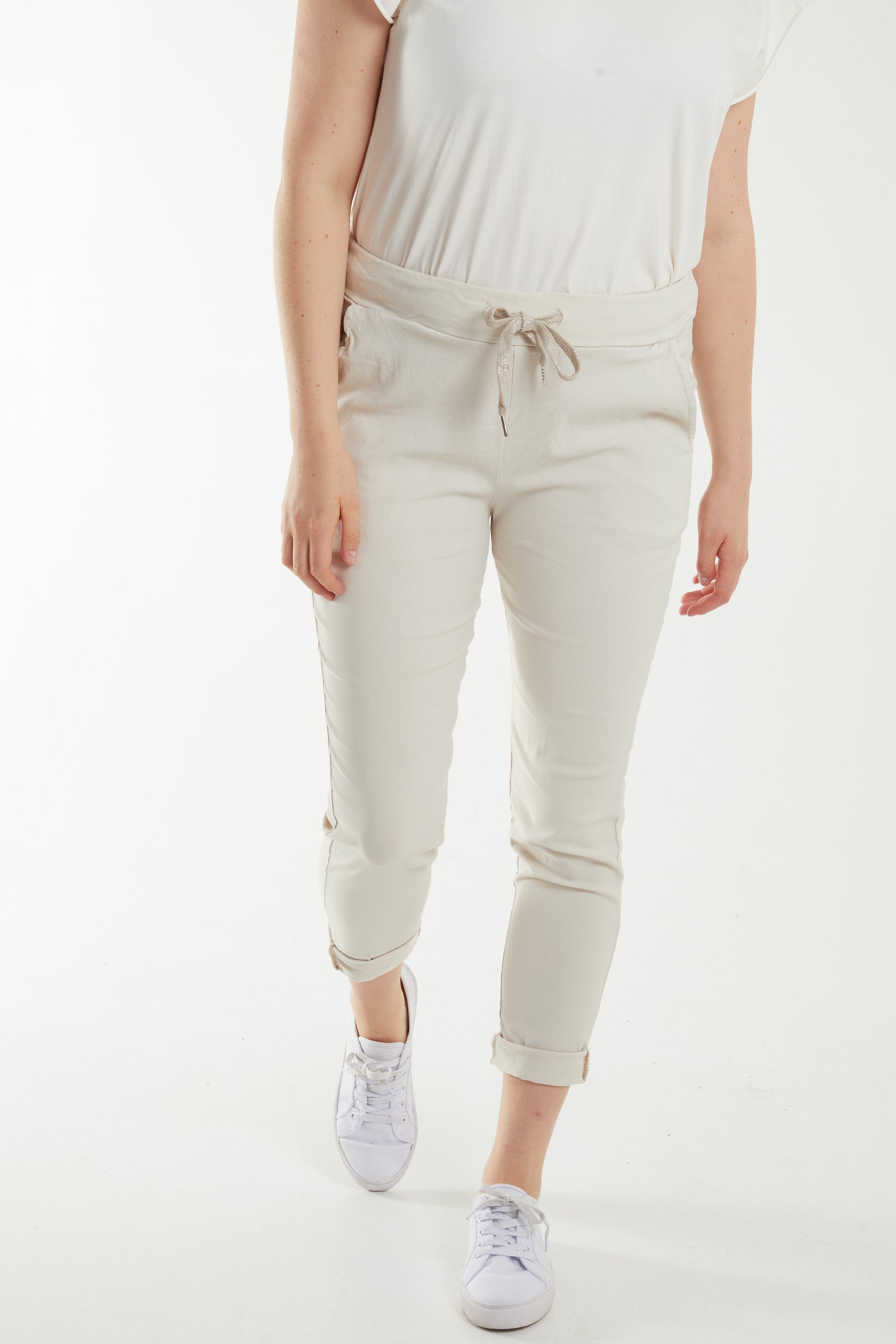 Magic Plain Super Stretch Crushed Trousers TRS1 WearAll Beige One Size