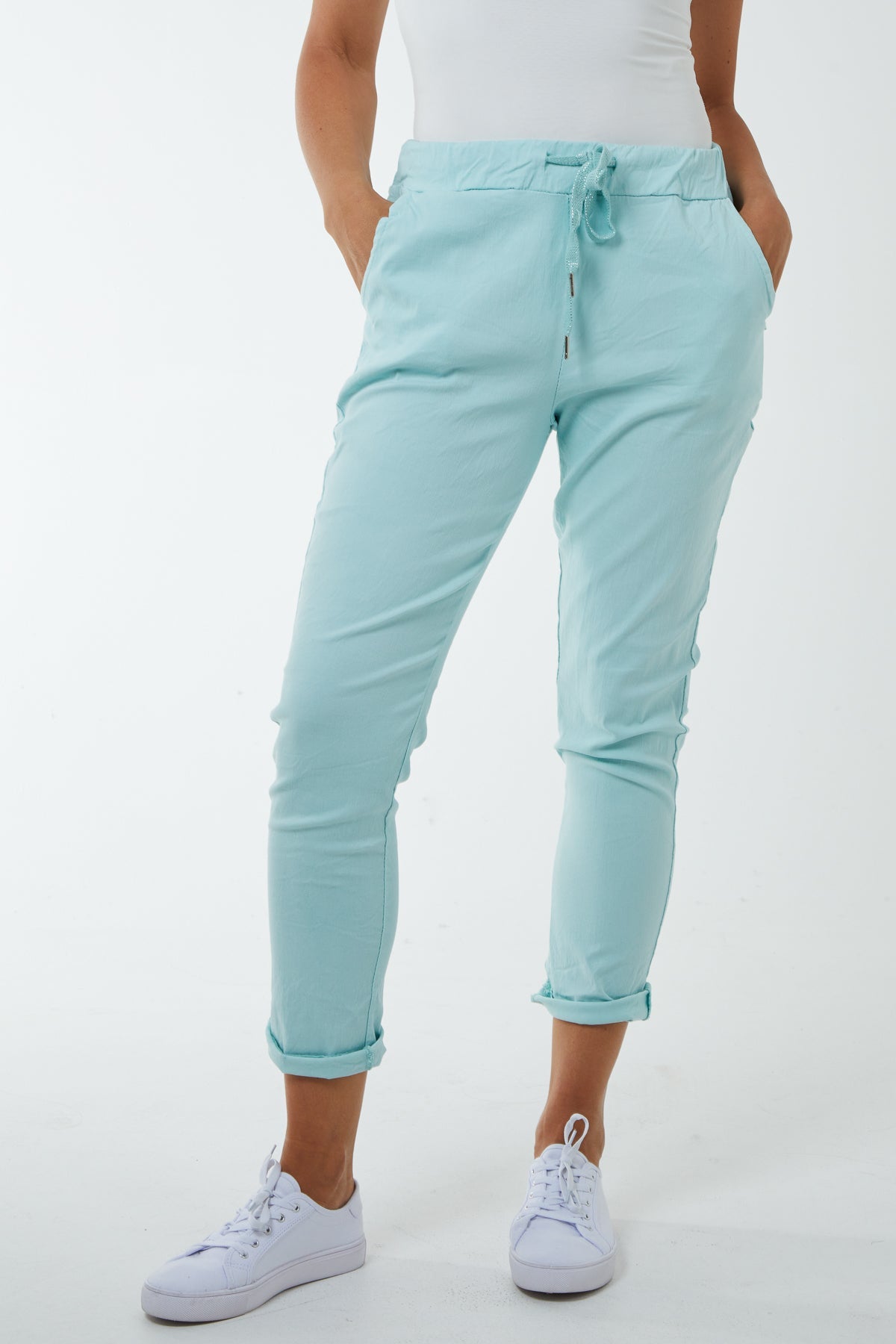 Magic Plain Super Stretch Crushed Trousers TRS1 WearAll Mint One Size