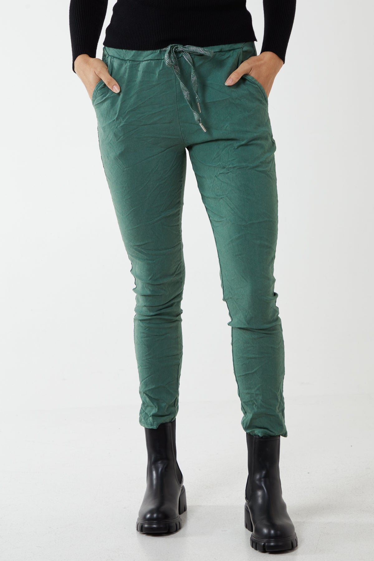 Magic Plain Super Stretch Crushed Trousers TRS1 WearAll Bottle Green One Size