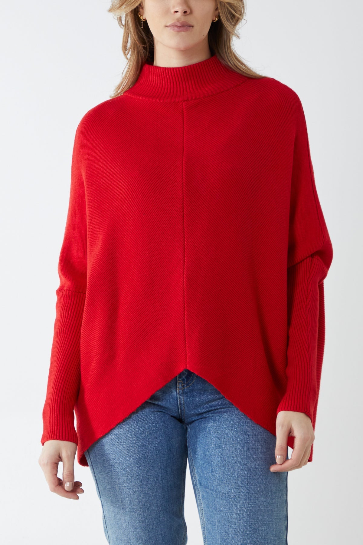 Long Sleeve Turtle Neck Jumper JMF1 WearAll Red One Size