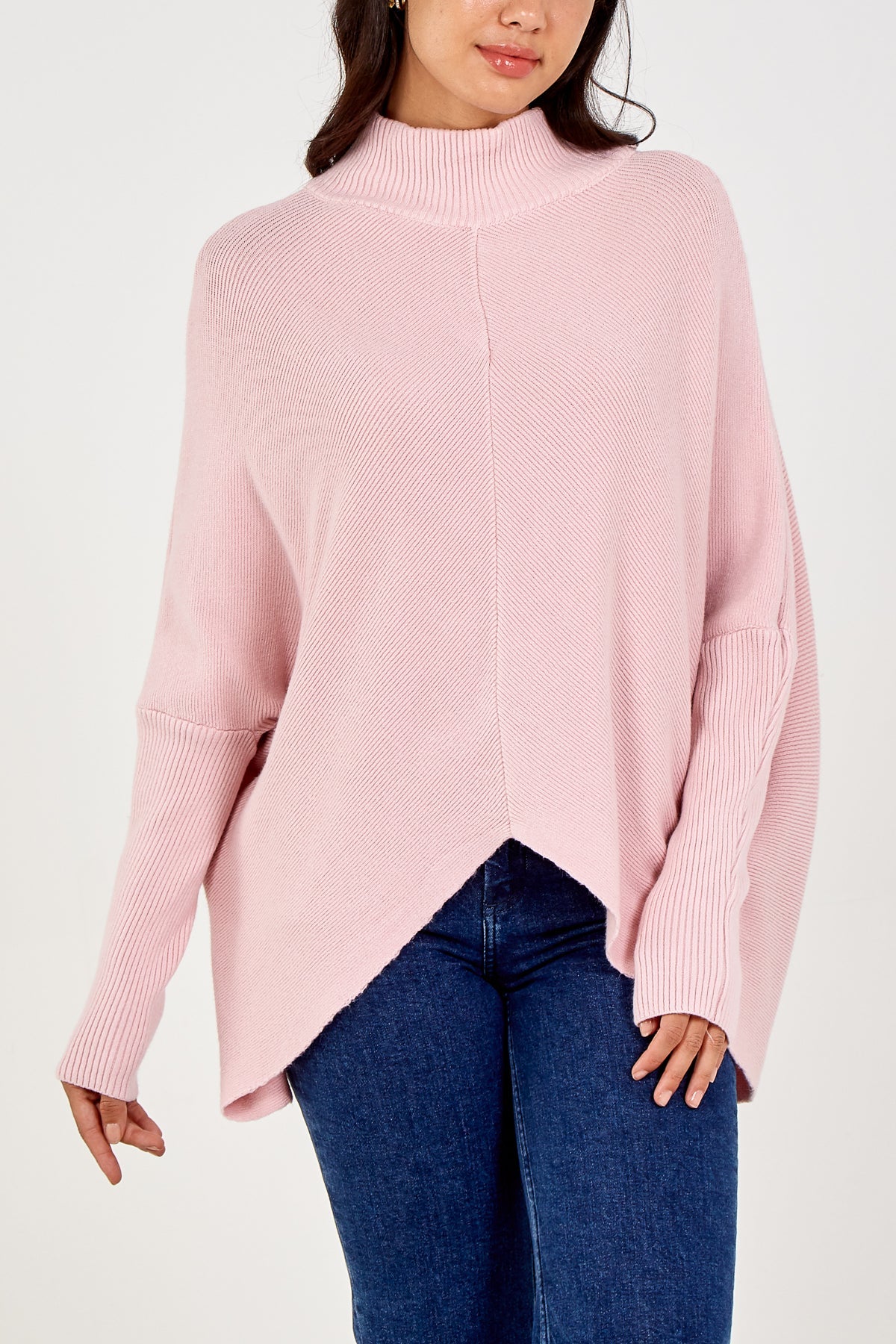 Long Sleeve Turtle Neck Jumper JMF1 WearAll Pink One Size