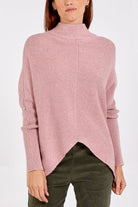 Long Sleeve Turtle Neck Jumper JMF1 WearAll Blush One Size