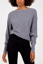 Batwing Ribbed Jumper JMF1 WearAll Dark Grey One Size